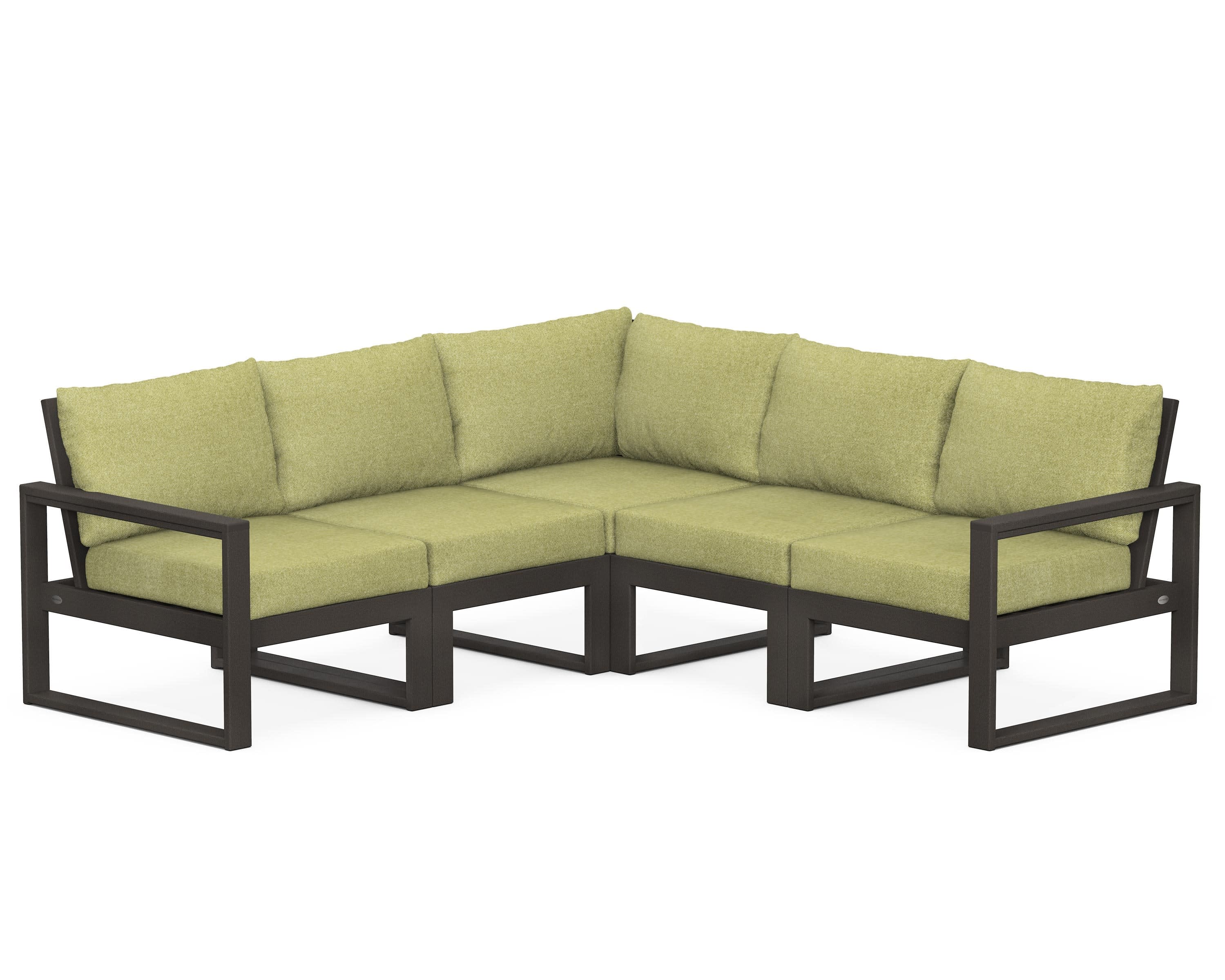 EDGE 5-Piece Modular Deep Seating Set in Vintage Coffee / Chartreuse Boucle