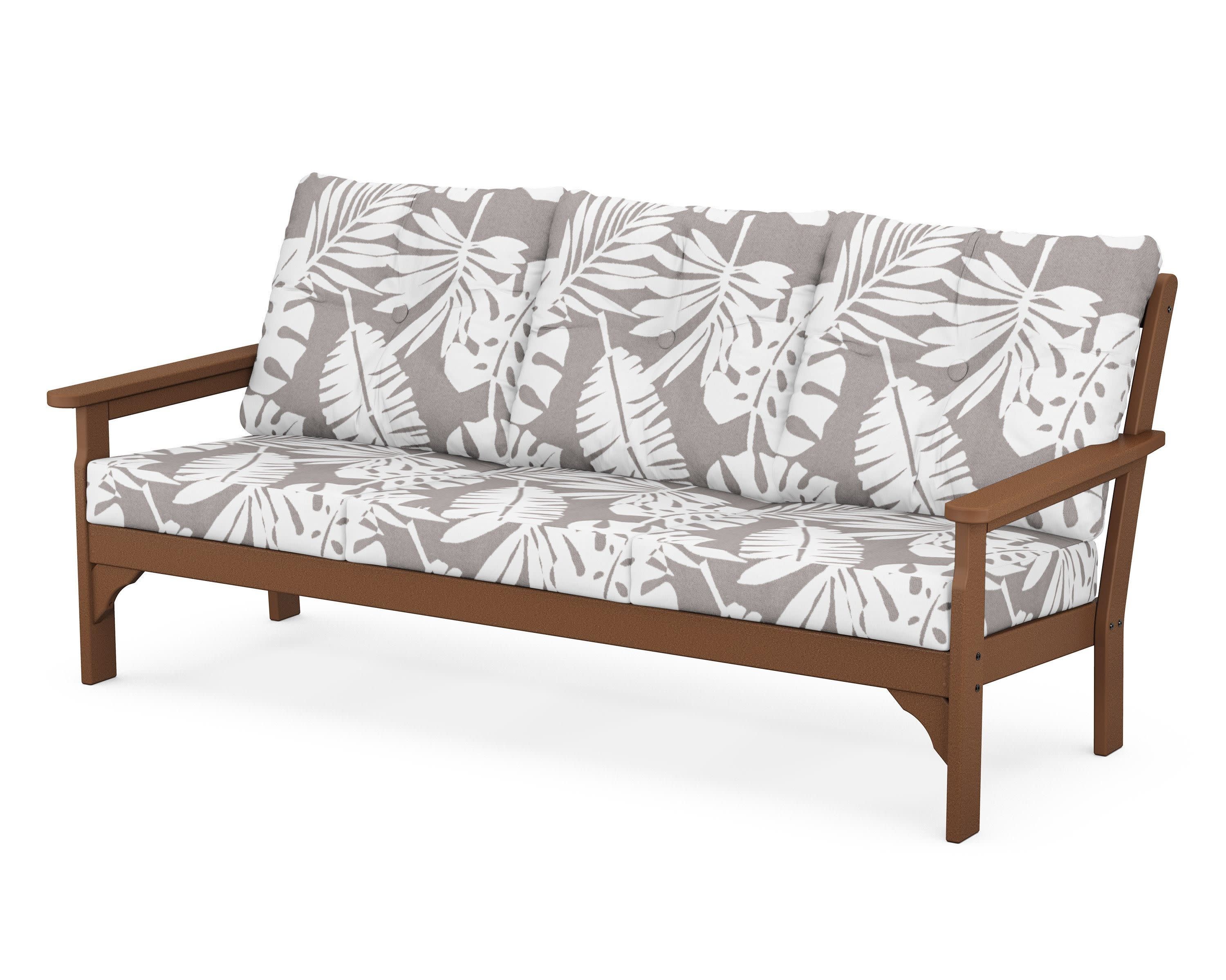 Vineyard Deep Seating Sofa in Teak / Leaf Grey Mist