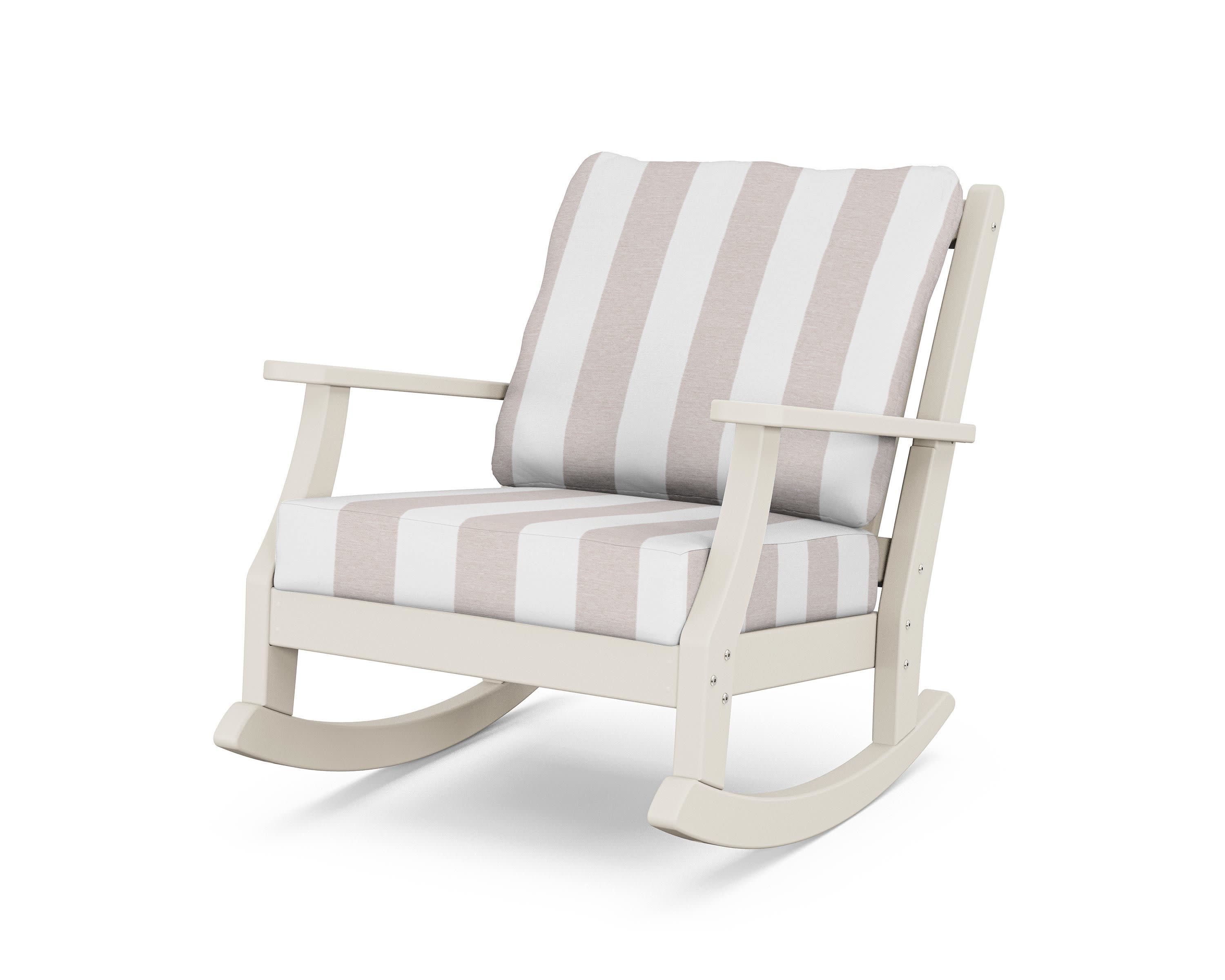 Wovendale Deep Seating Rocking Chair in Sand / Cabana Stripe Dune Burlap