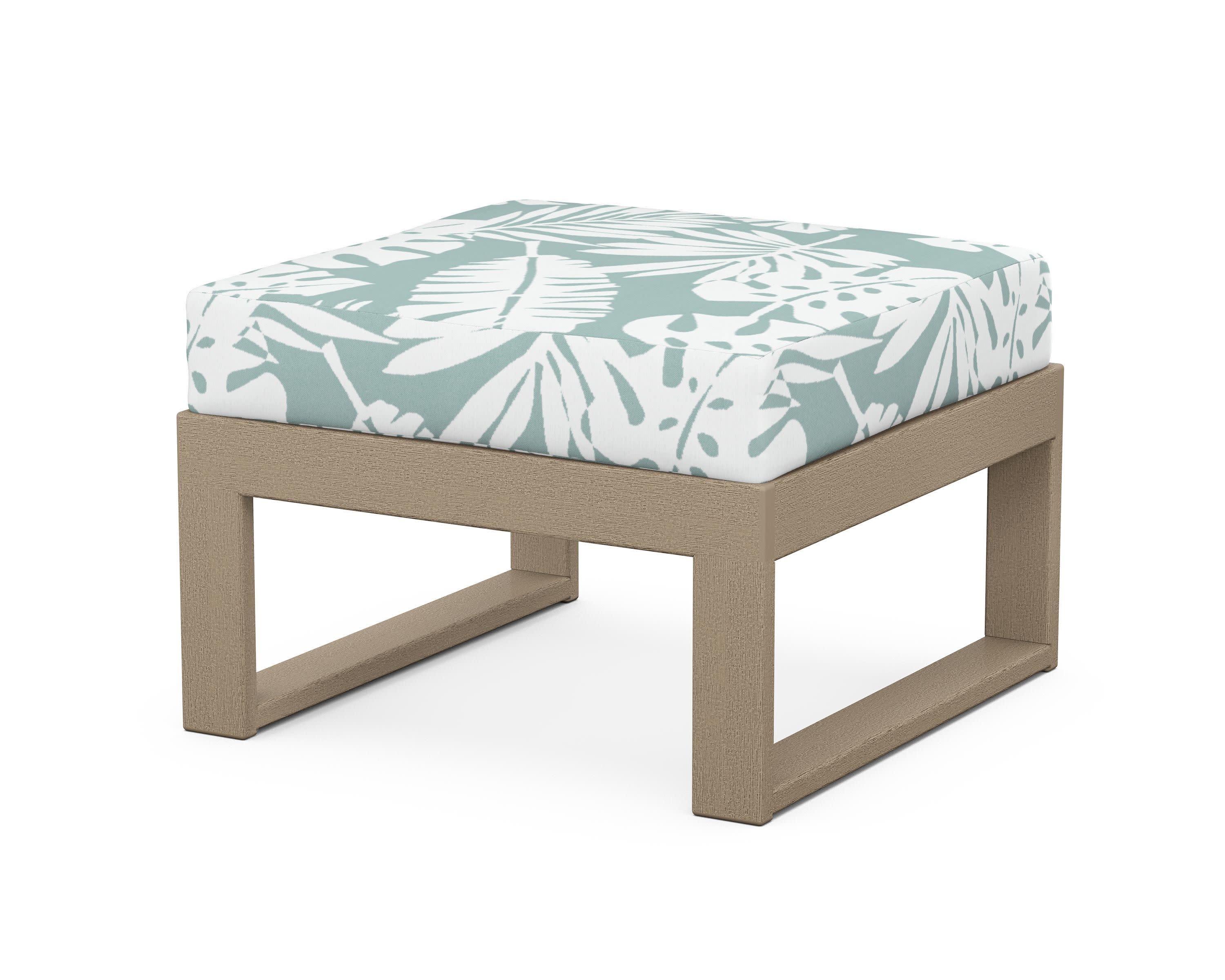 Modular Ottoman - Modern in Vintage Sahara / Leaf Glacier Spa