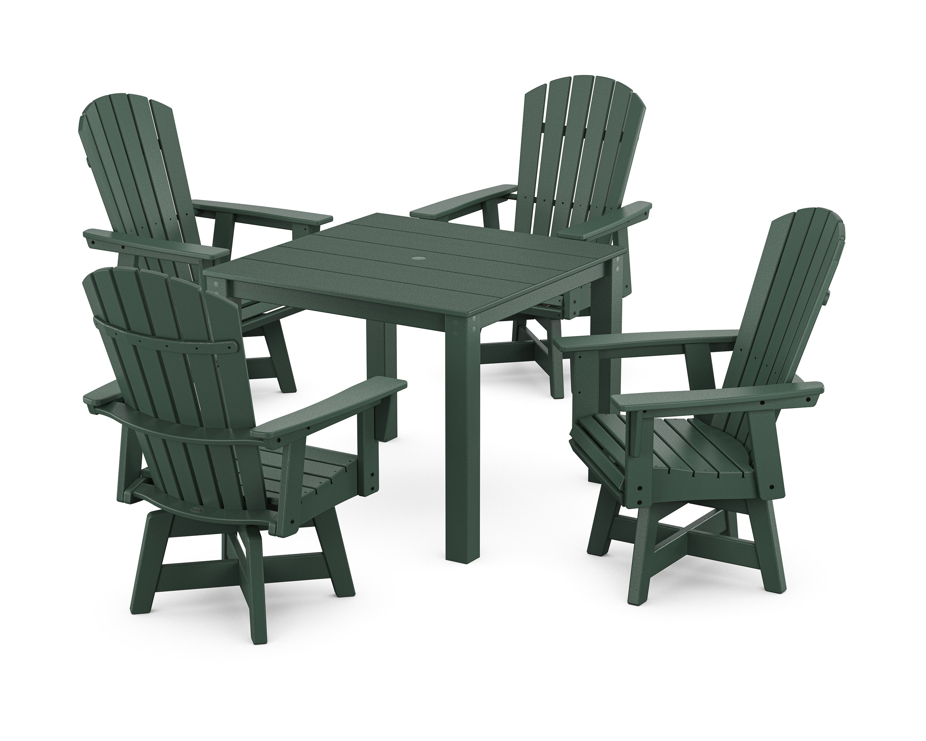 Nautical Curveback Adirondack Swivel 5-Piece Parsons Dining Set in Green