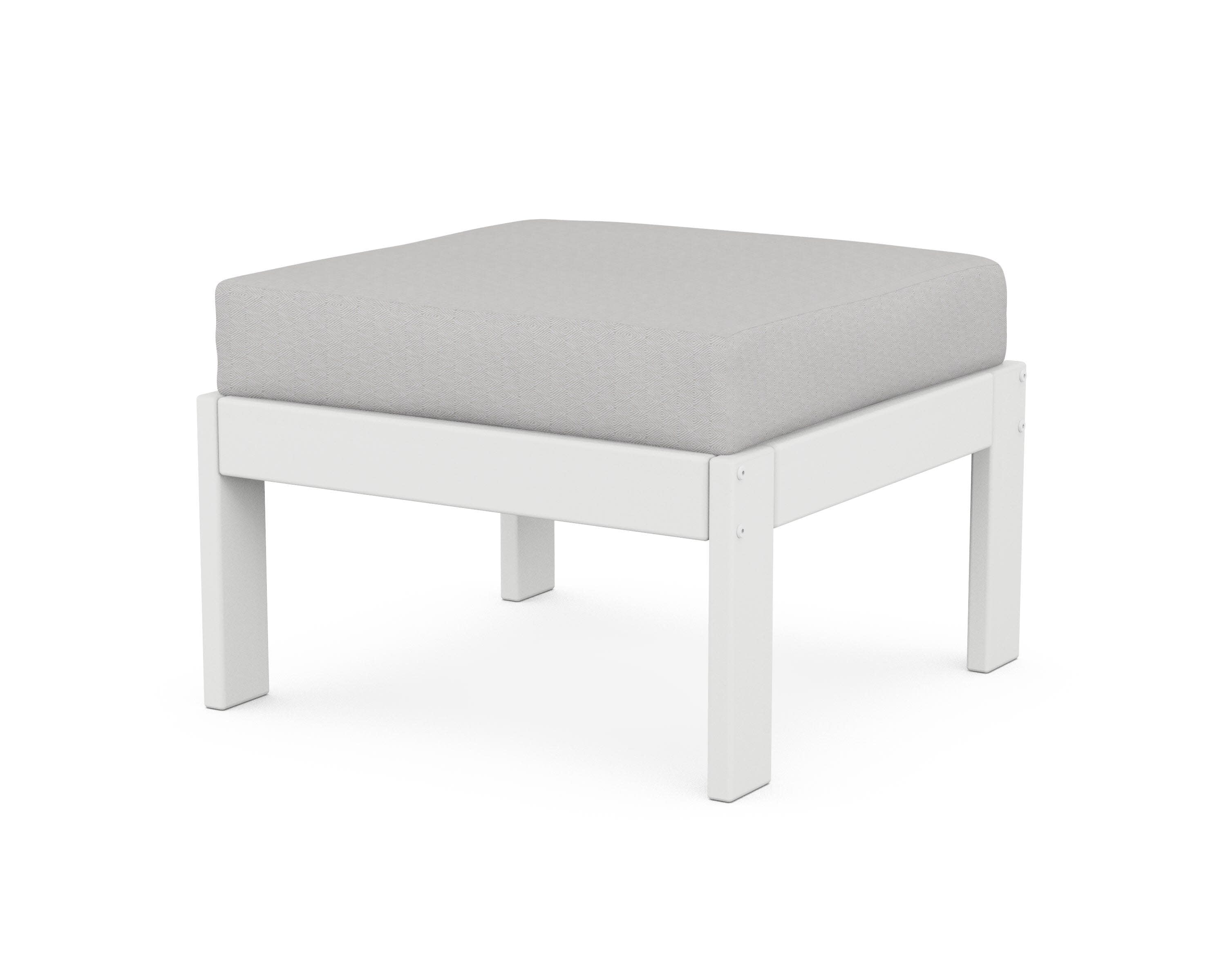 Vineyard Modular Ottoman in White / Diamond in the Rough