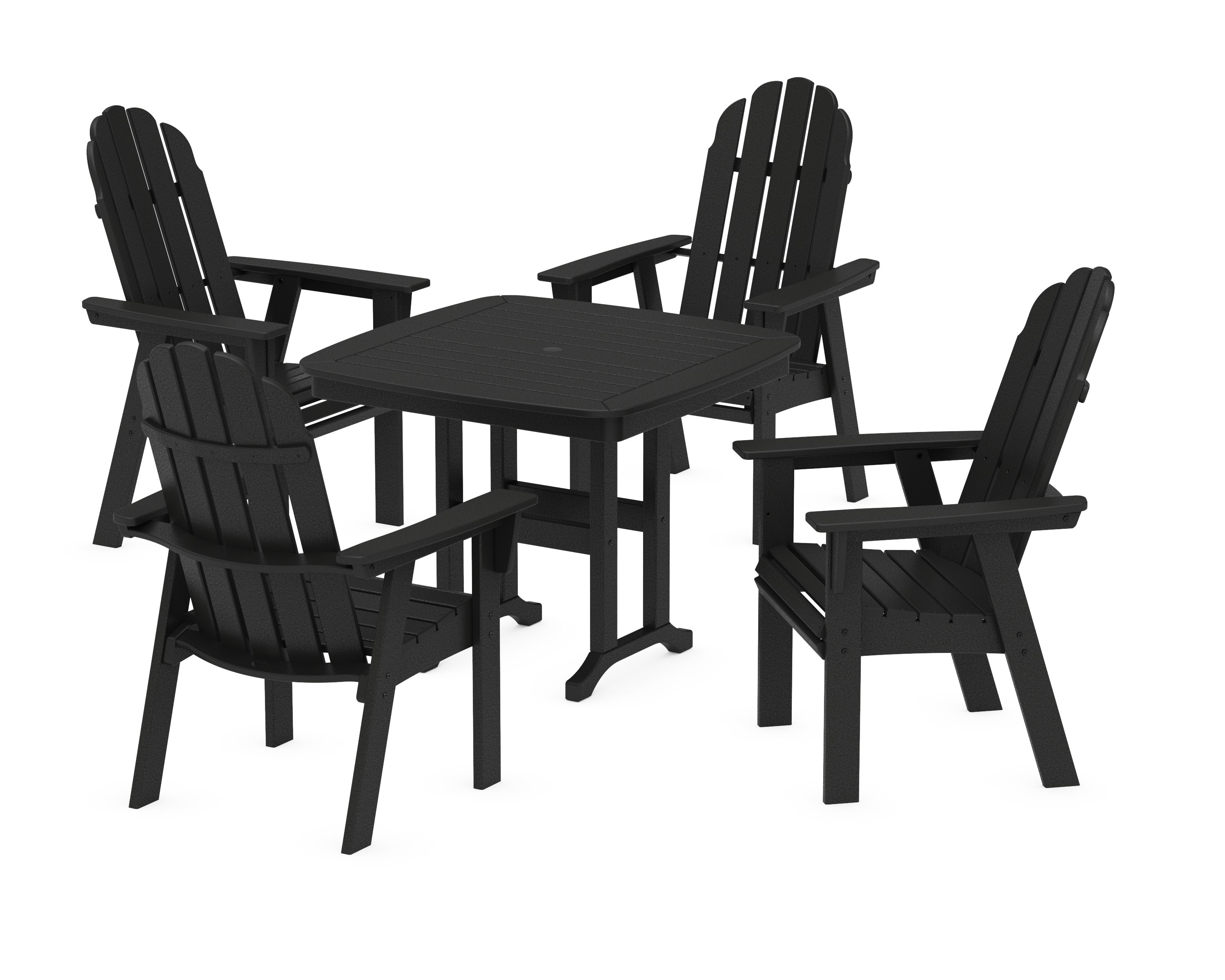Vineyard Curveback Adirondack 5-Piece Dining Set in Black