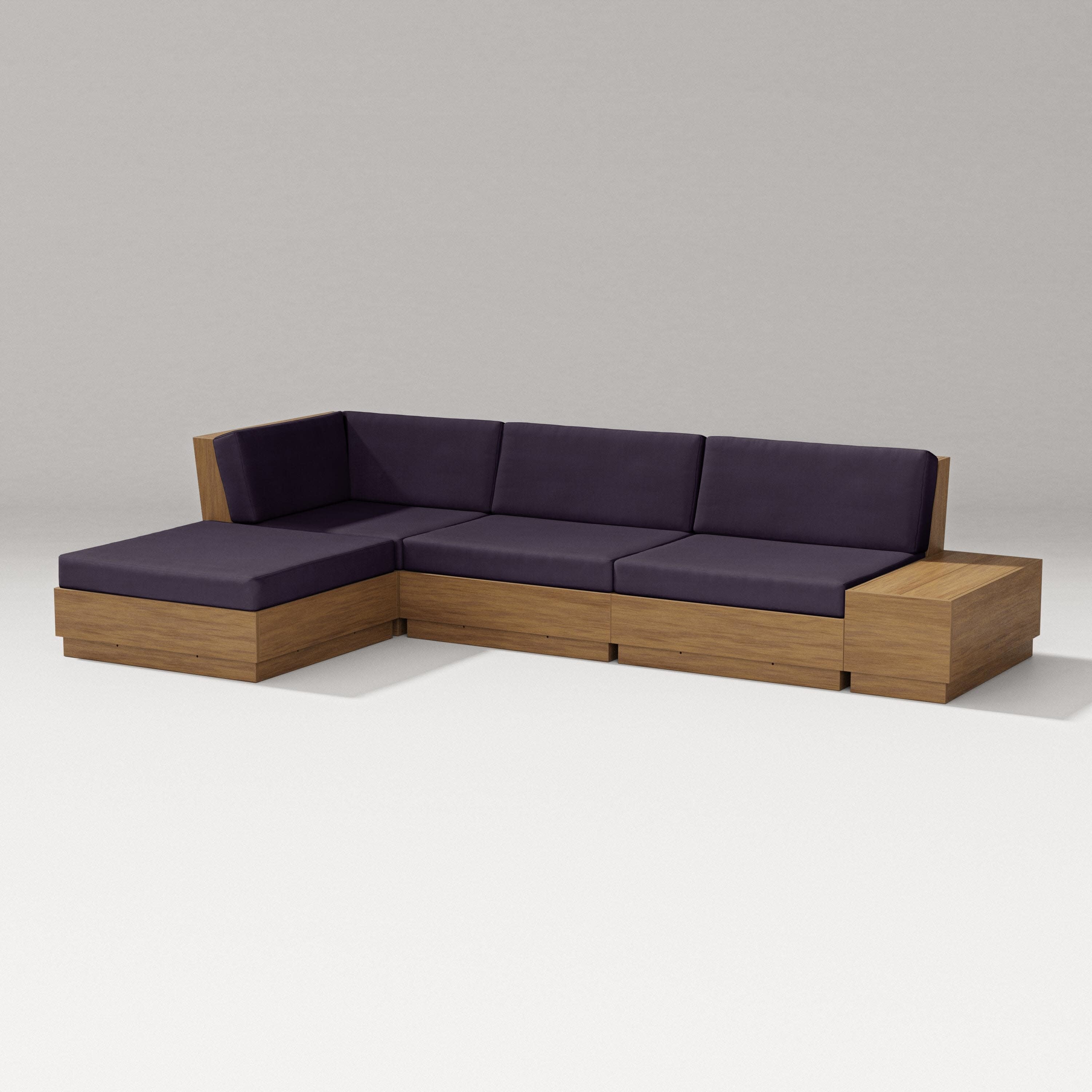 Elevate Chaise Sectional in Natural / Navy Linen