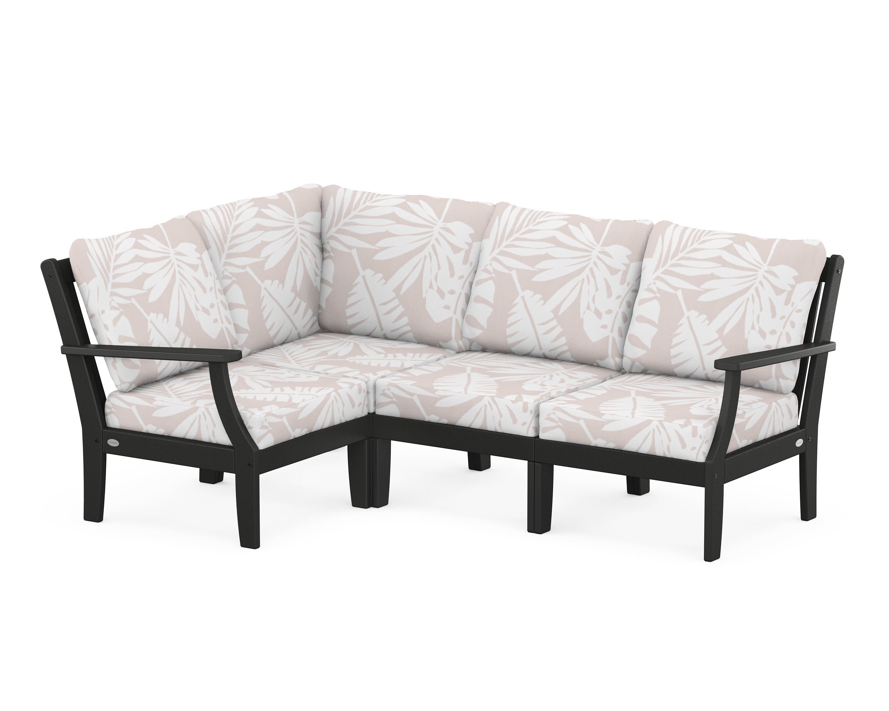 Braxton Modular 4-Piece Deep Seating Set in Black / Leaf Dune Burlap