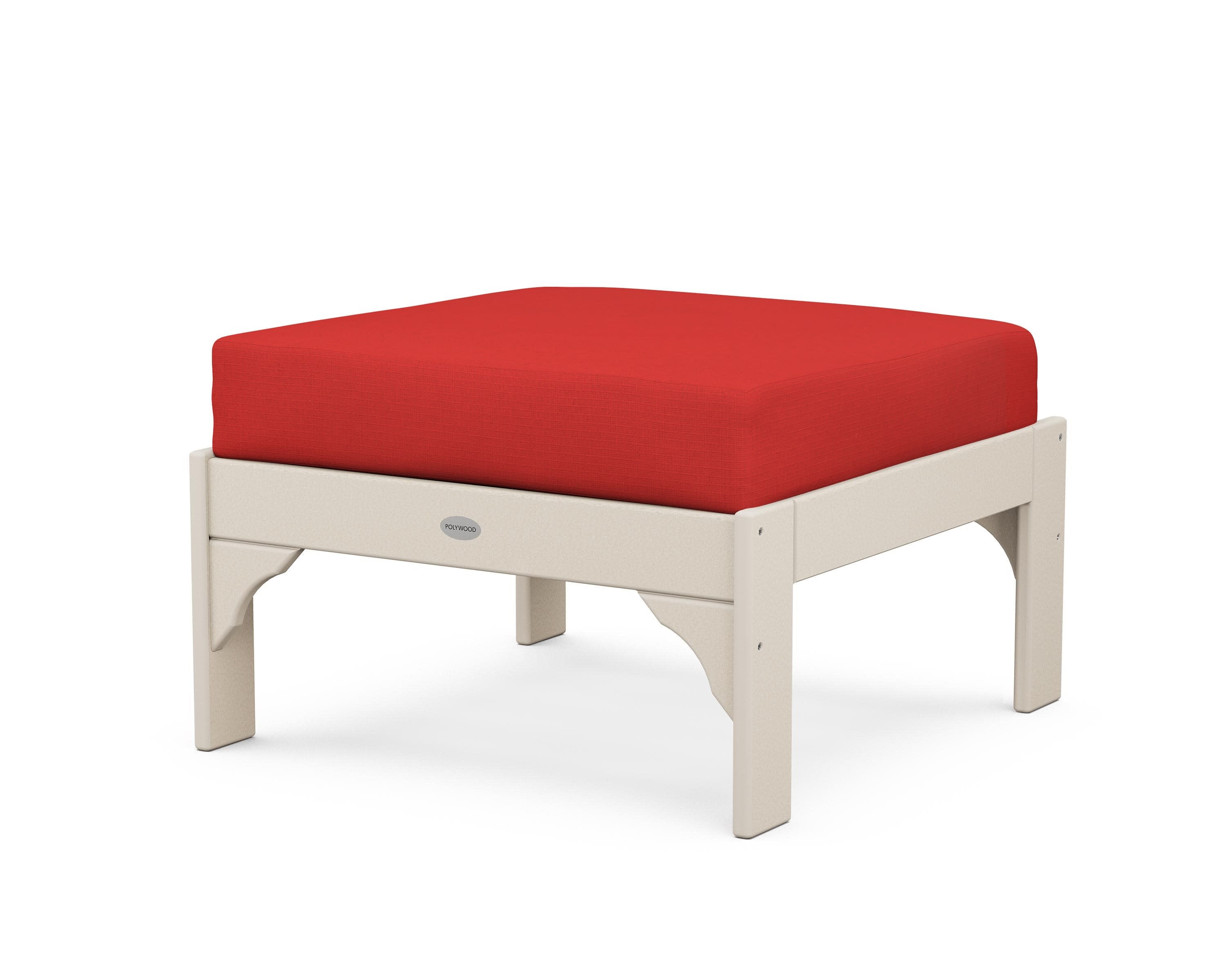 Vineyard Deep Seating Ottoman in Sand / Crimson Linen