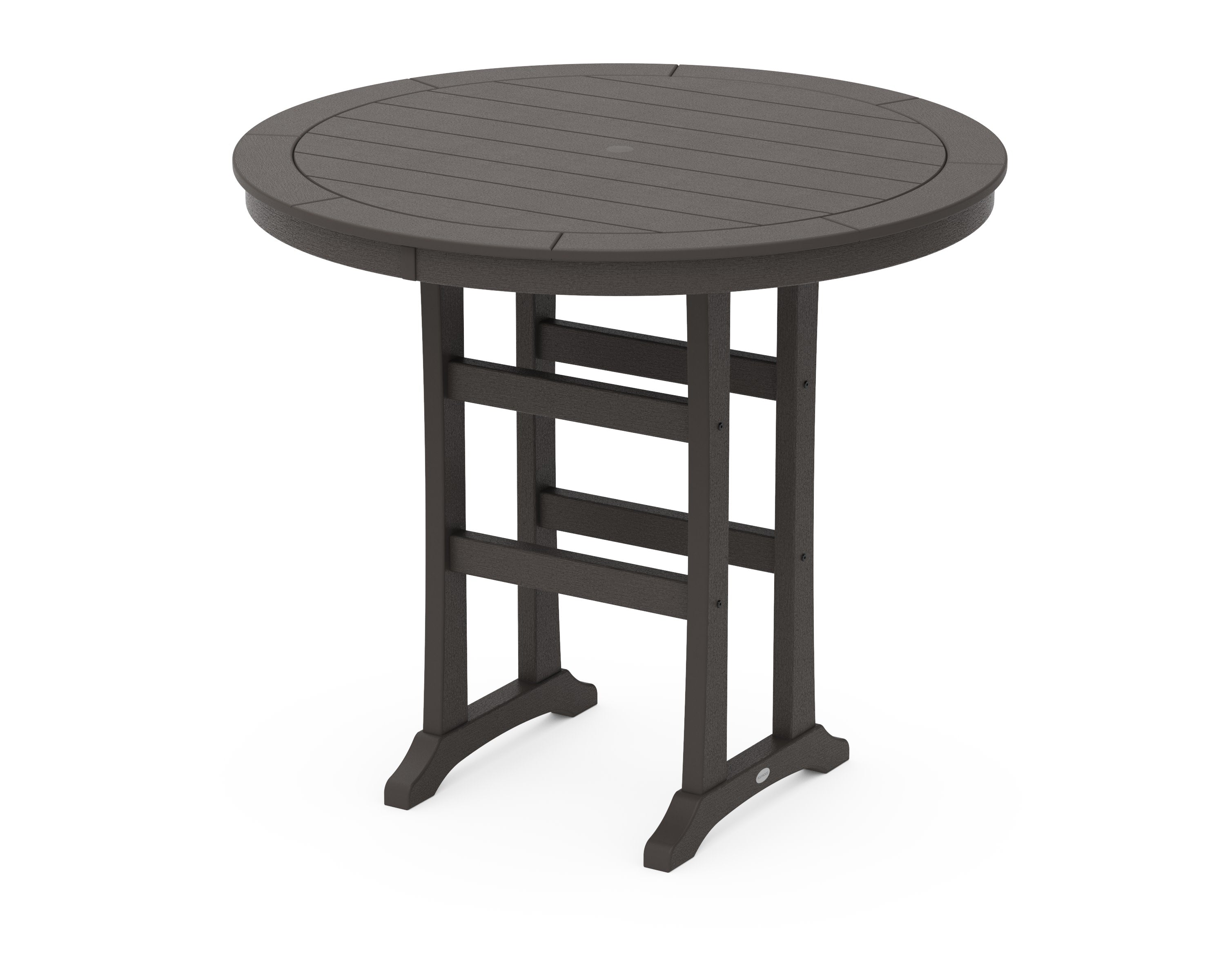 Nautical Trestle 48" Round Bar Table in Vintage Coffee