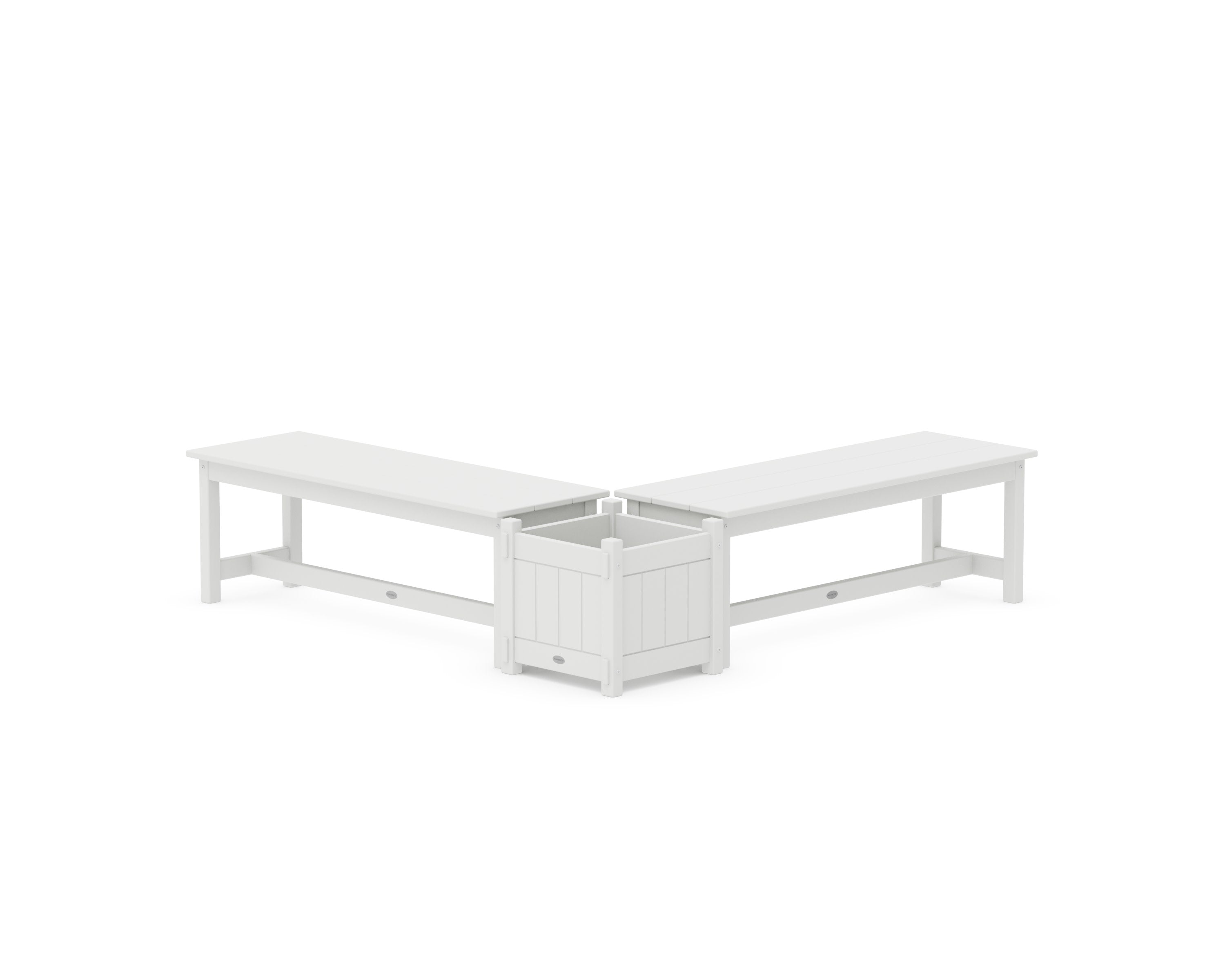 48" Vineyard L- Shaped Planter Bench Set in White