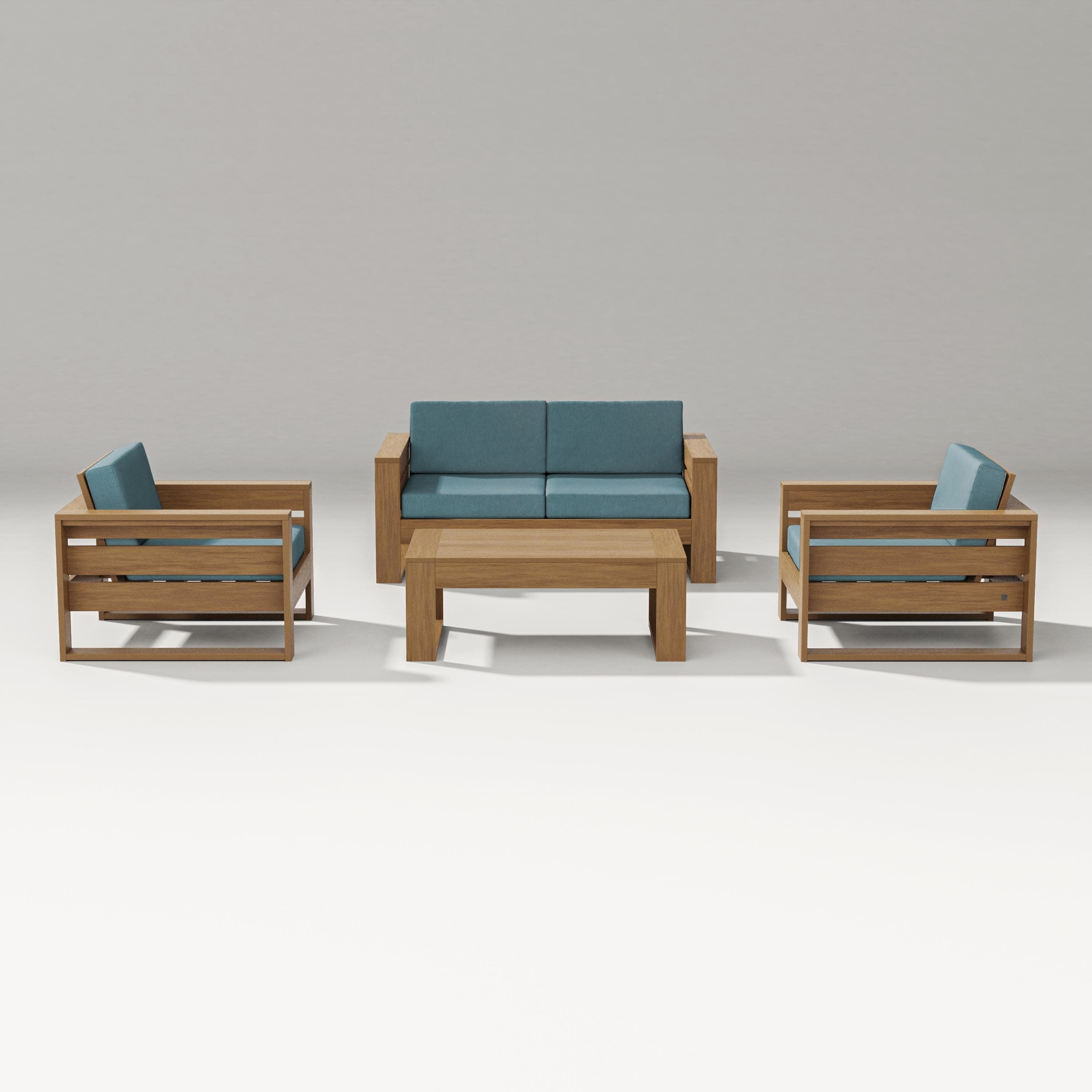 Latitude 4-Piece Lounge Loveseat Set in Natural / Ocean Teal