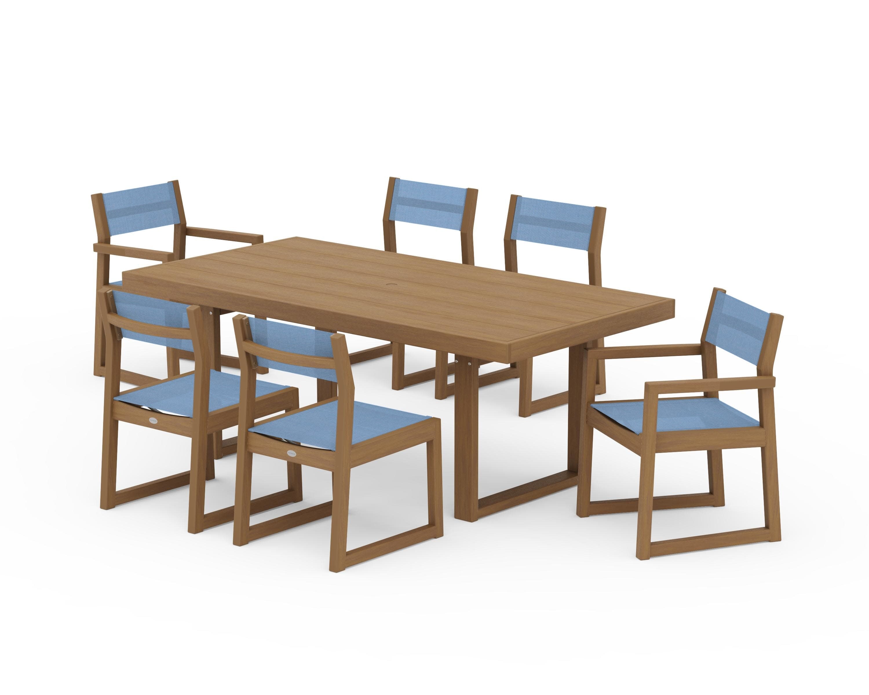 EDGE Sling 7-Piece Dining Set in Natural / Poolside Sling