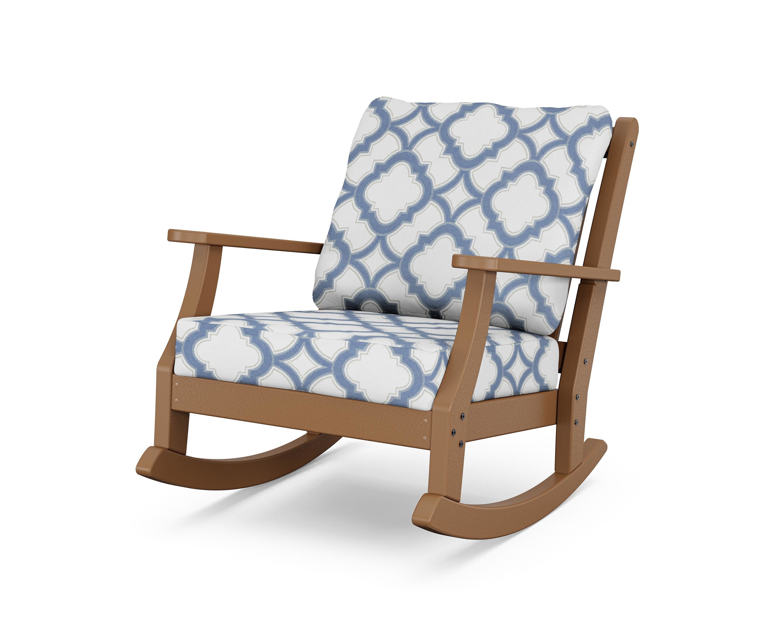 Wovendale Deep Seating Rocking Chair in Teak / Trellis Sky Blue