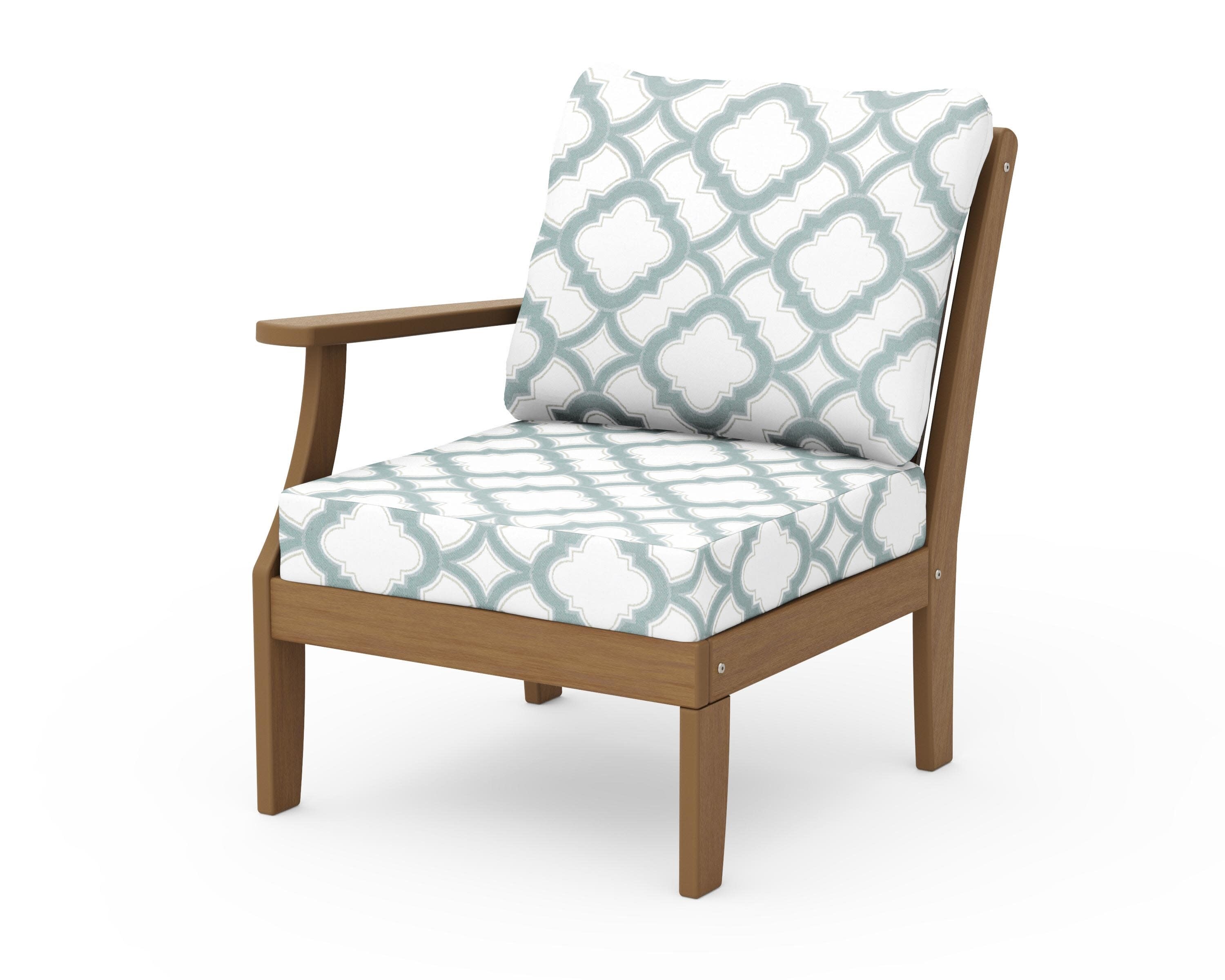 Braxton Modular Left Arm Chair in Natural / Trellis Glacier Spa