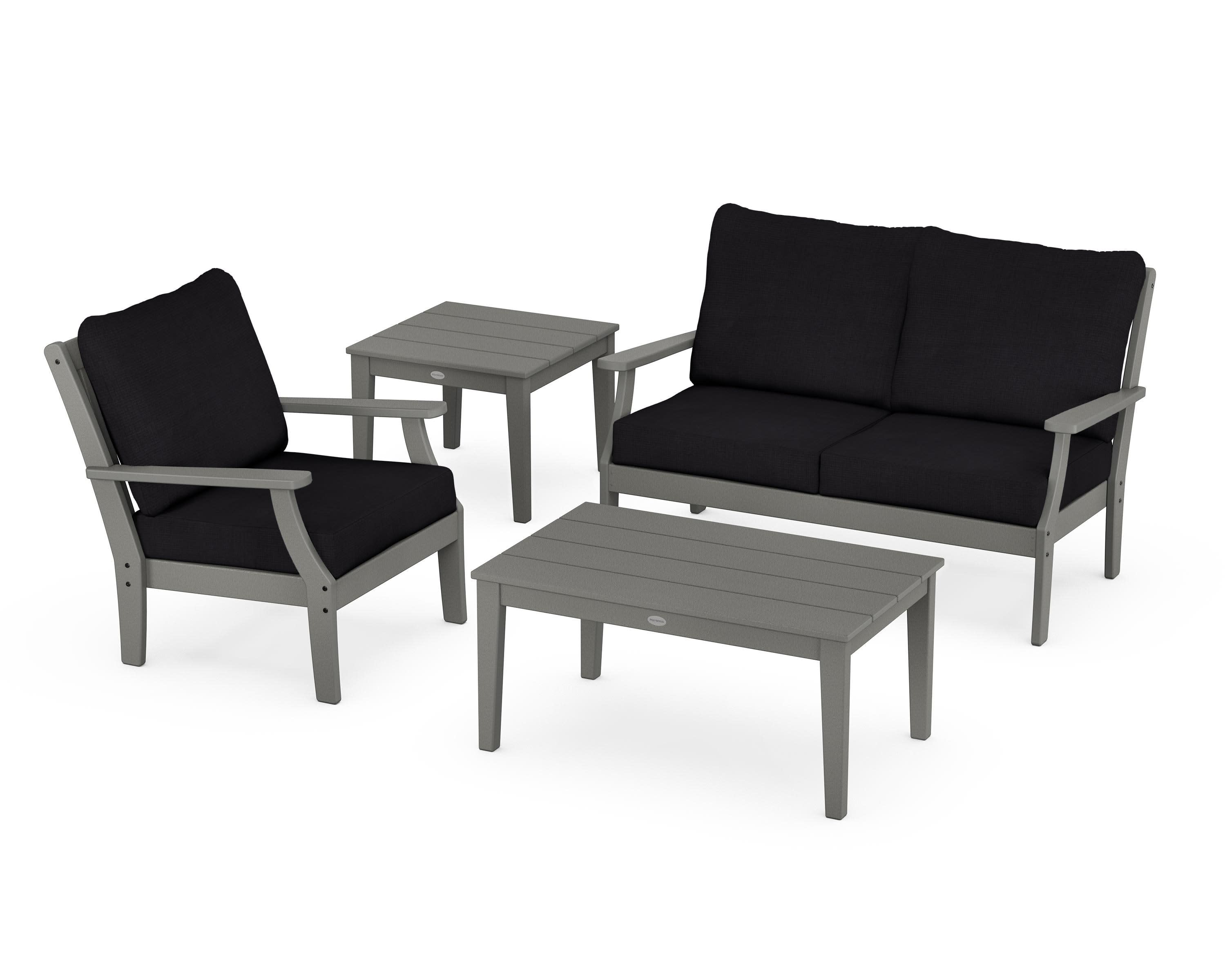 Braxton 4-Piece Deep Seating Set in Slate Grey / Midnight Linen