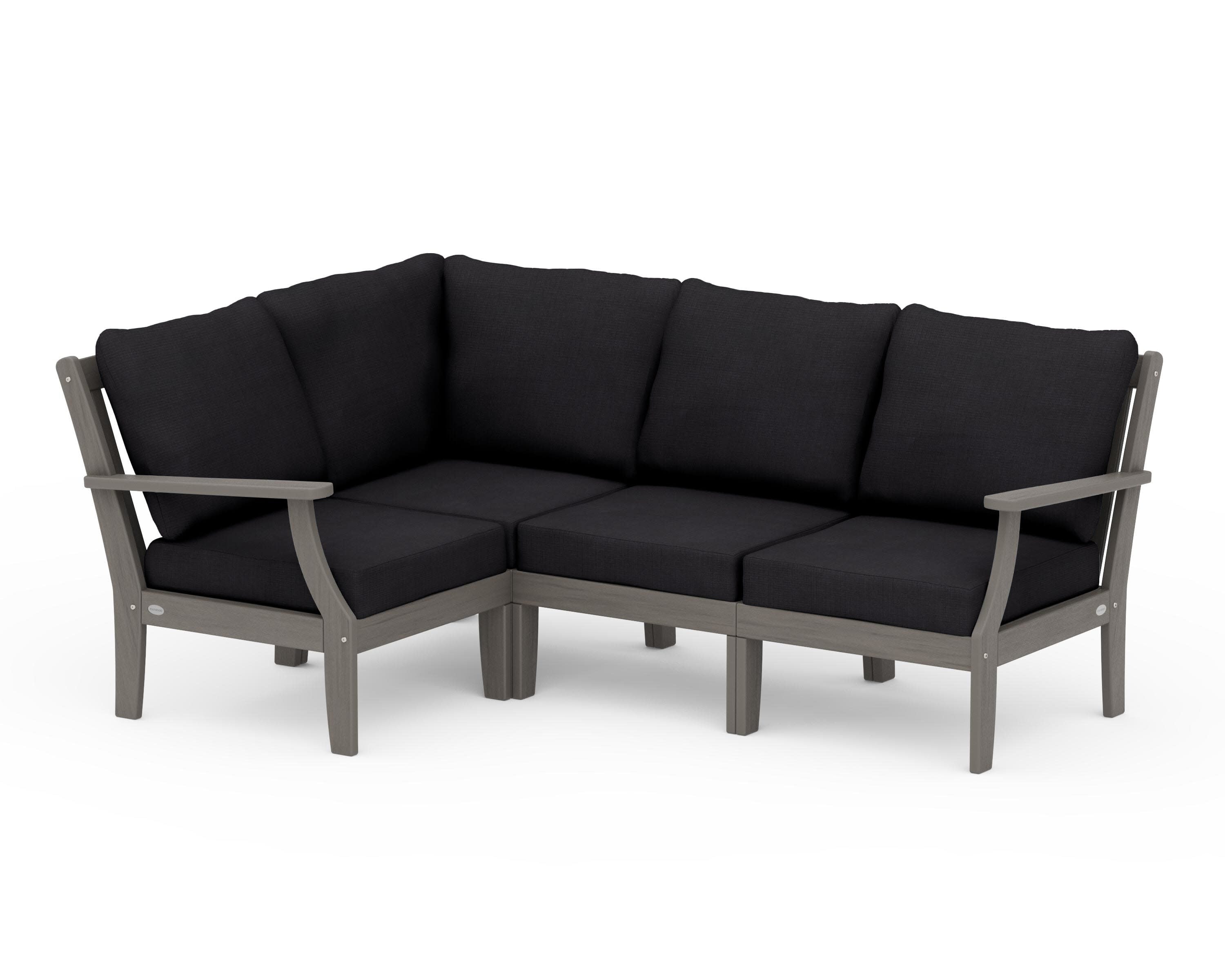 Braxton Modular 4-Piece Deep Seating Set in Driftwood / Midnight Linen