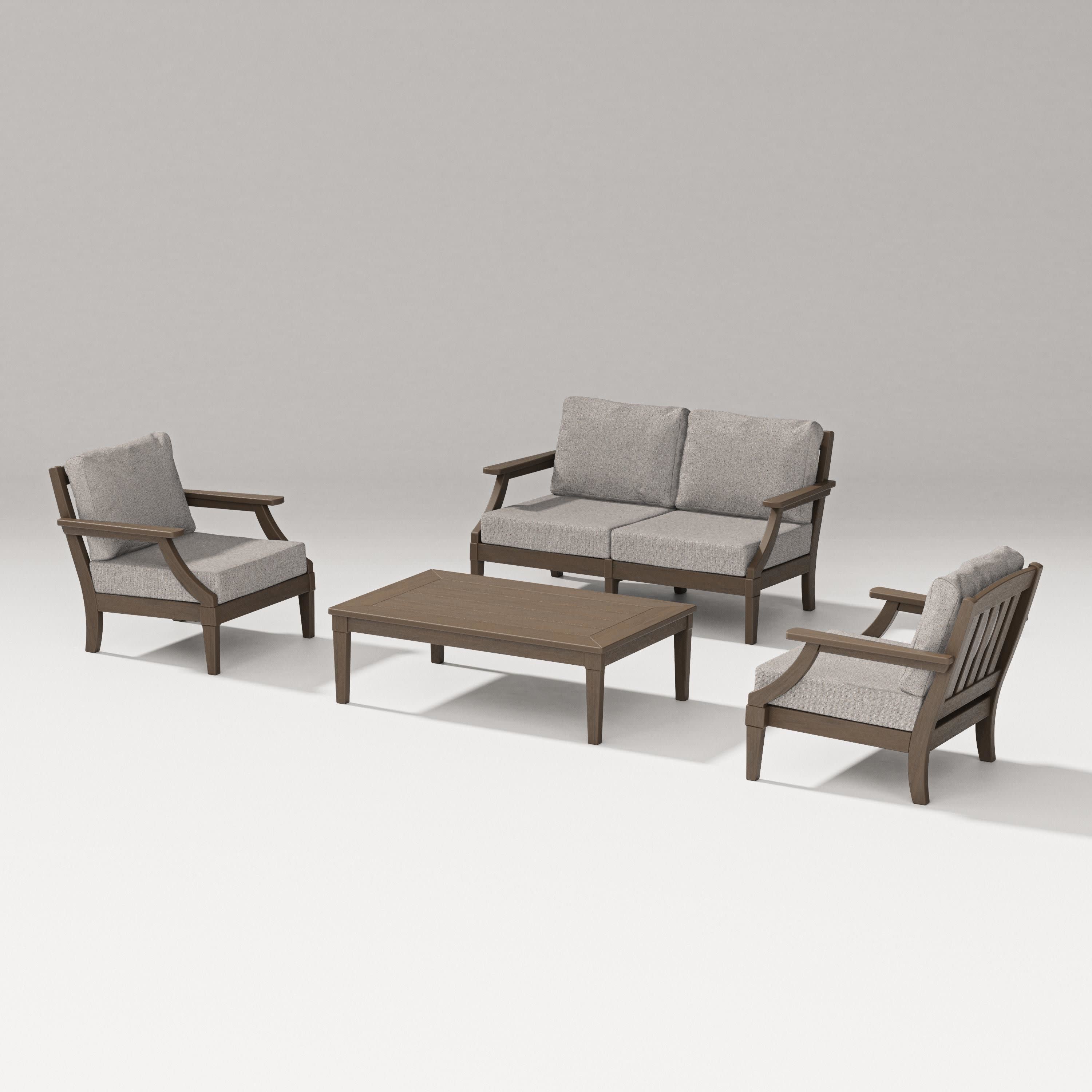 Estate Lounge 4-Piece Loveseat Set in Kona / Weathered Tweed