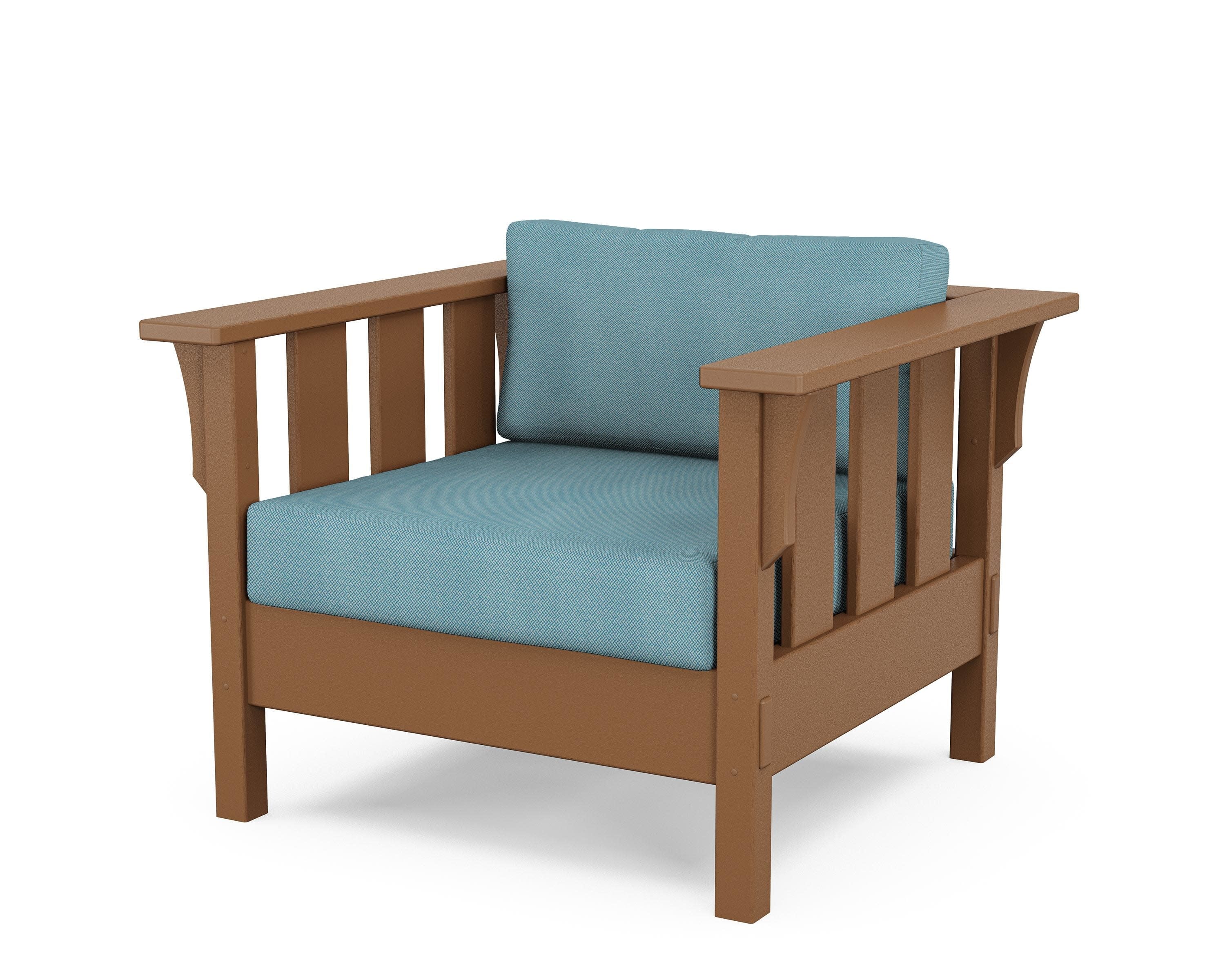 Acadia Deep Seating Chair in Teak / Lattice Sky Blue