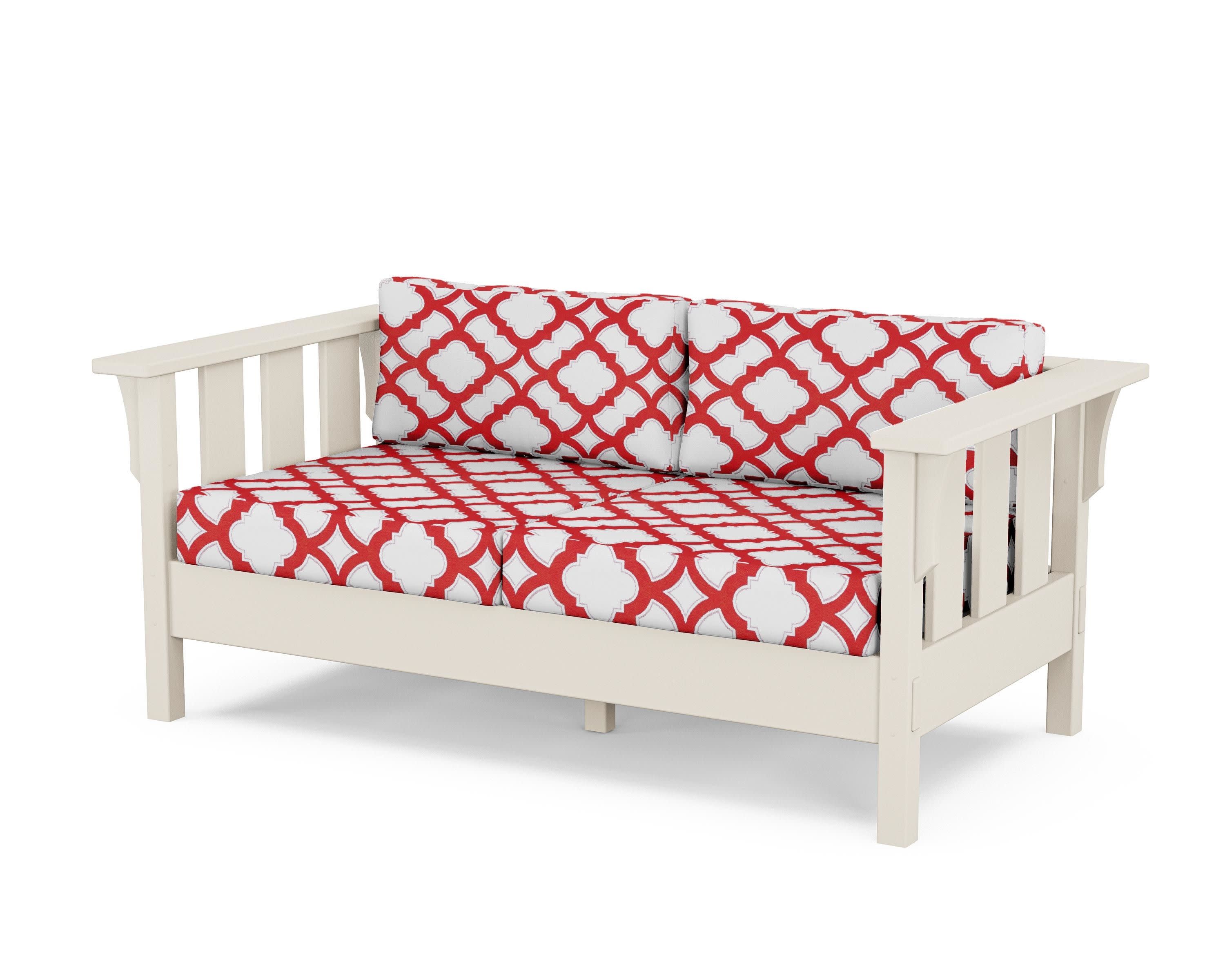 Acadia Deep Seating Loveseat in Sand / Trellis Crimson