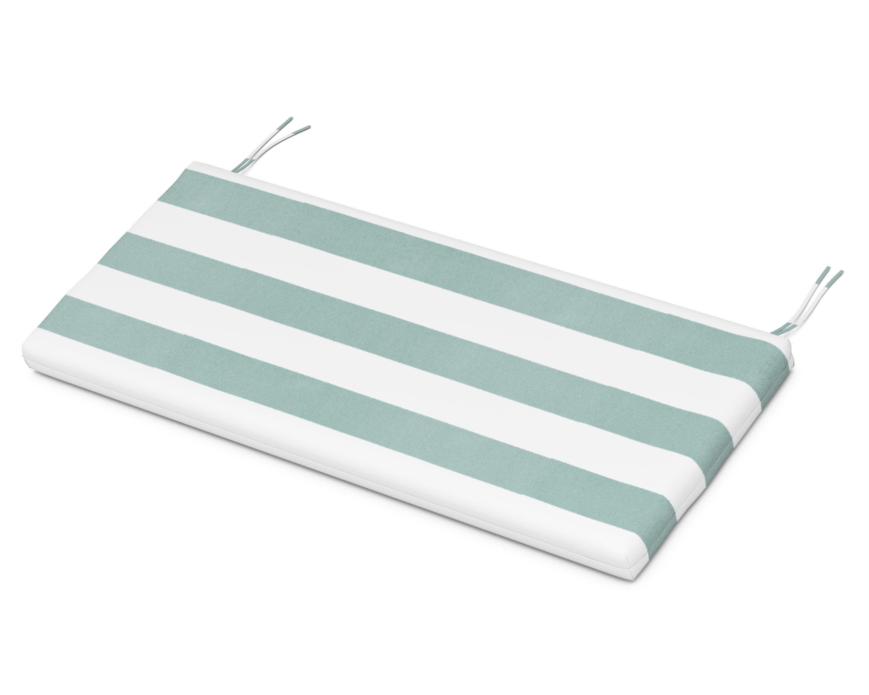 Bench Seat Cushion - 17.25"D x 44.5"W x 2.5"H in Cabana Stripe Glacier Spa