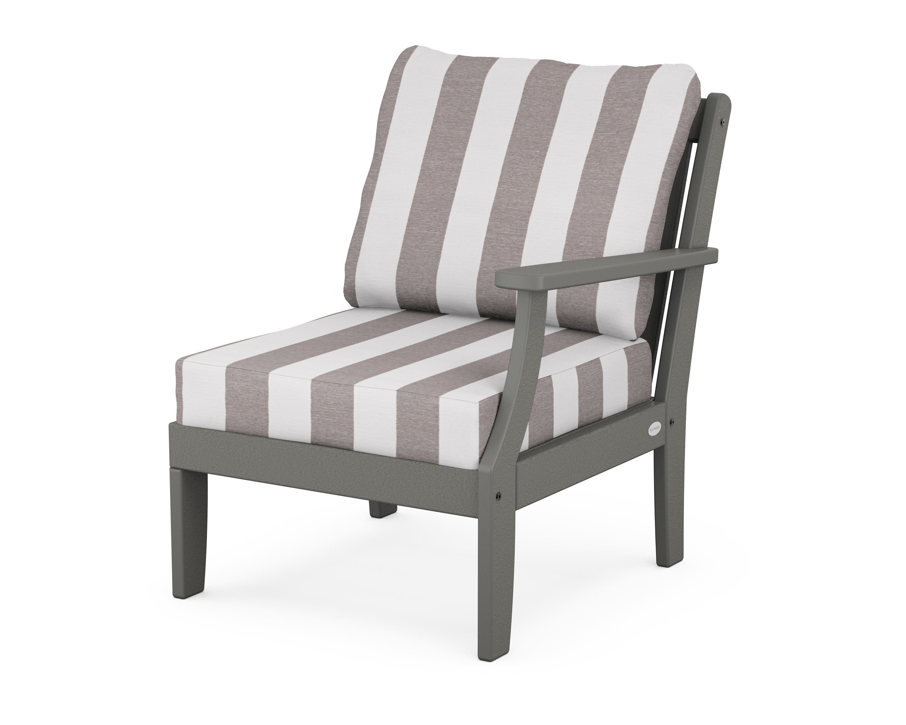 Braxton Modular Right Arm Chair in Slate Grey / Cabana Stripe Grey Mist
