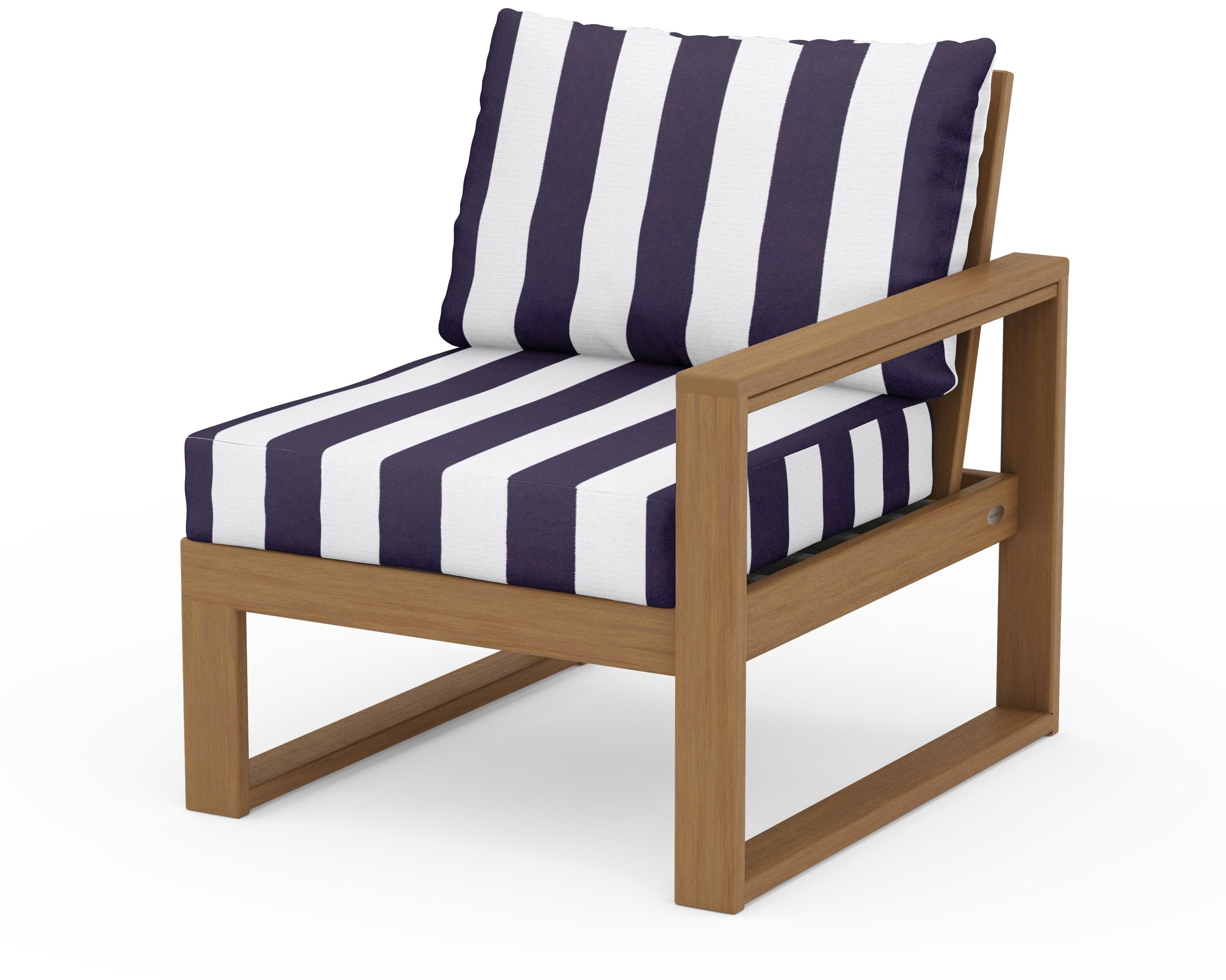 EDGE Modular Right Arm Chair in Natural / Cabana Stripe Navy