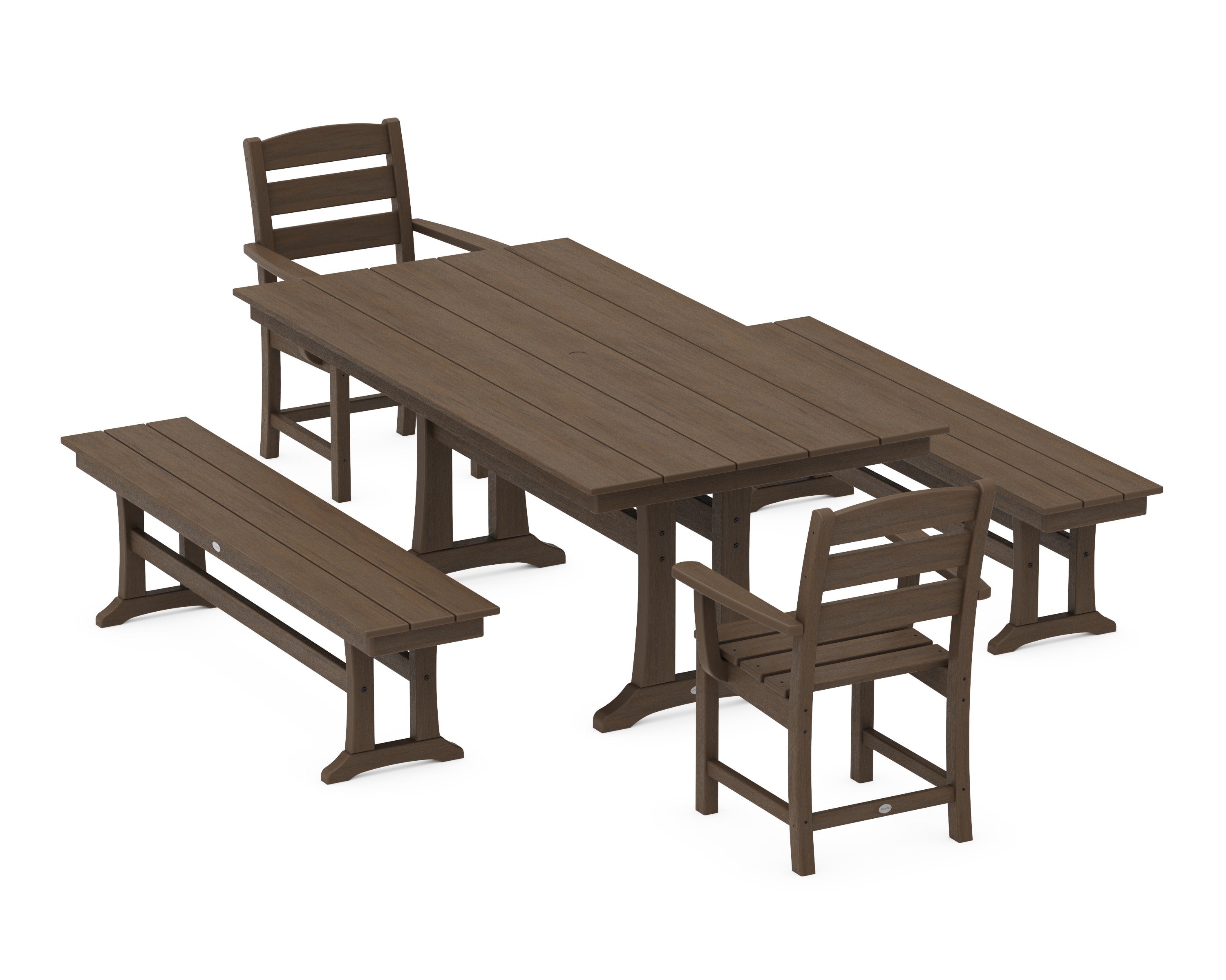 Lakeside 5-Piece Farmhouse Dining Set With Trestle Legs in Kona