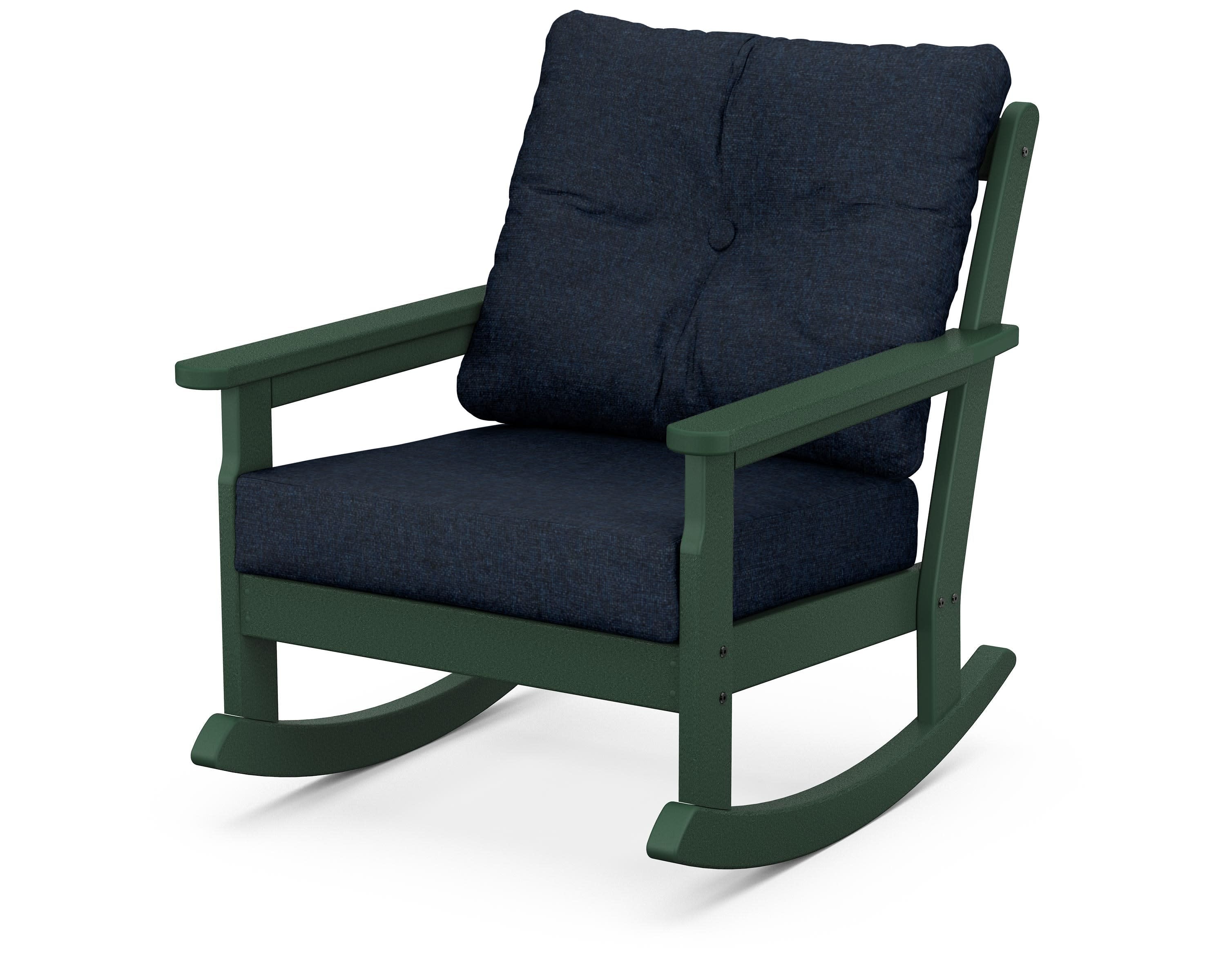 Vineyard Deep Seating Rocking Chair in Green / Marine Indigo