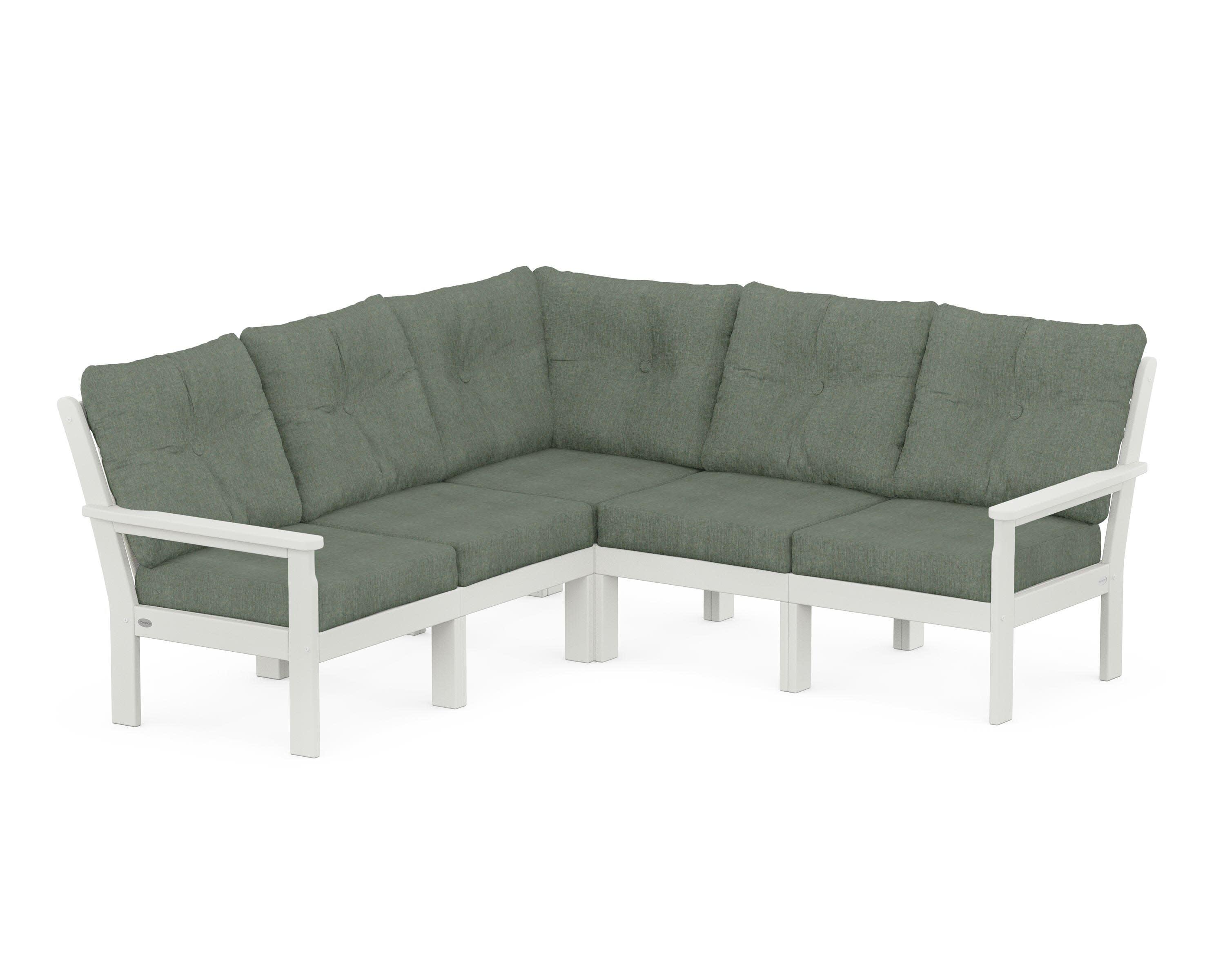 Vineyard 5-Piece Sectional in Vintage White / Cast Sage