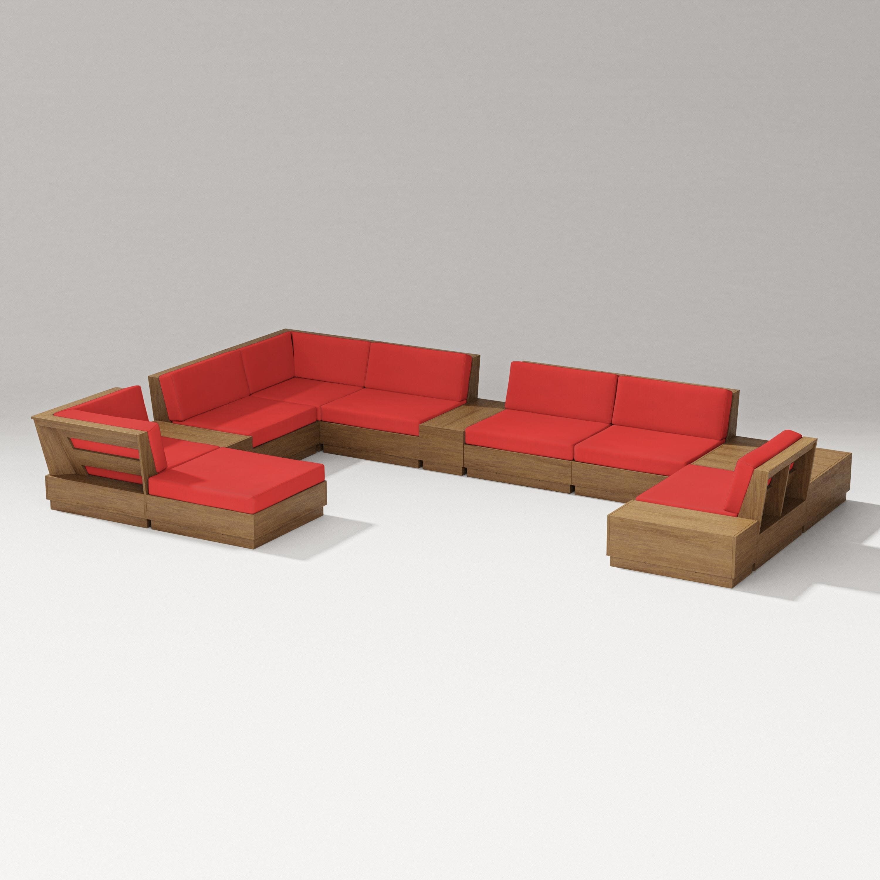 Elevate 12-Piece Conversation Sectional Set in Natural / Crimson Linen