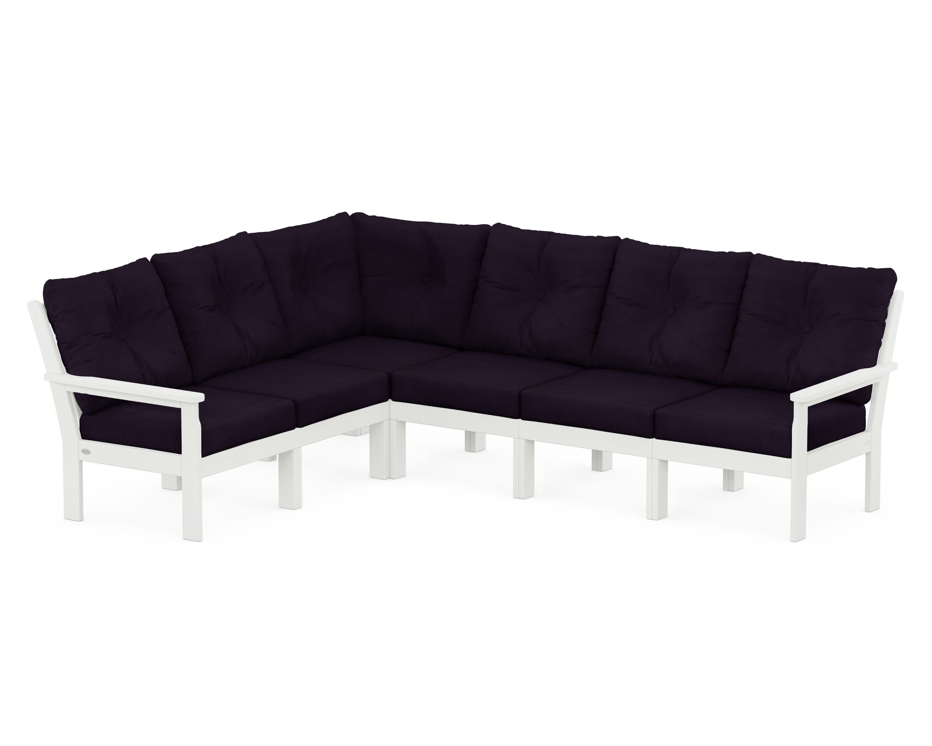 Vineyard 6-Piece Sectional in Vintage White / Navy Linen