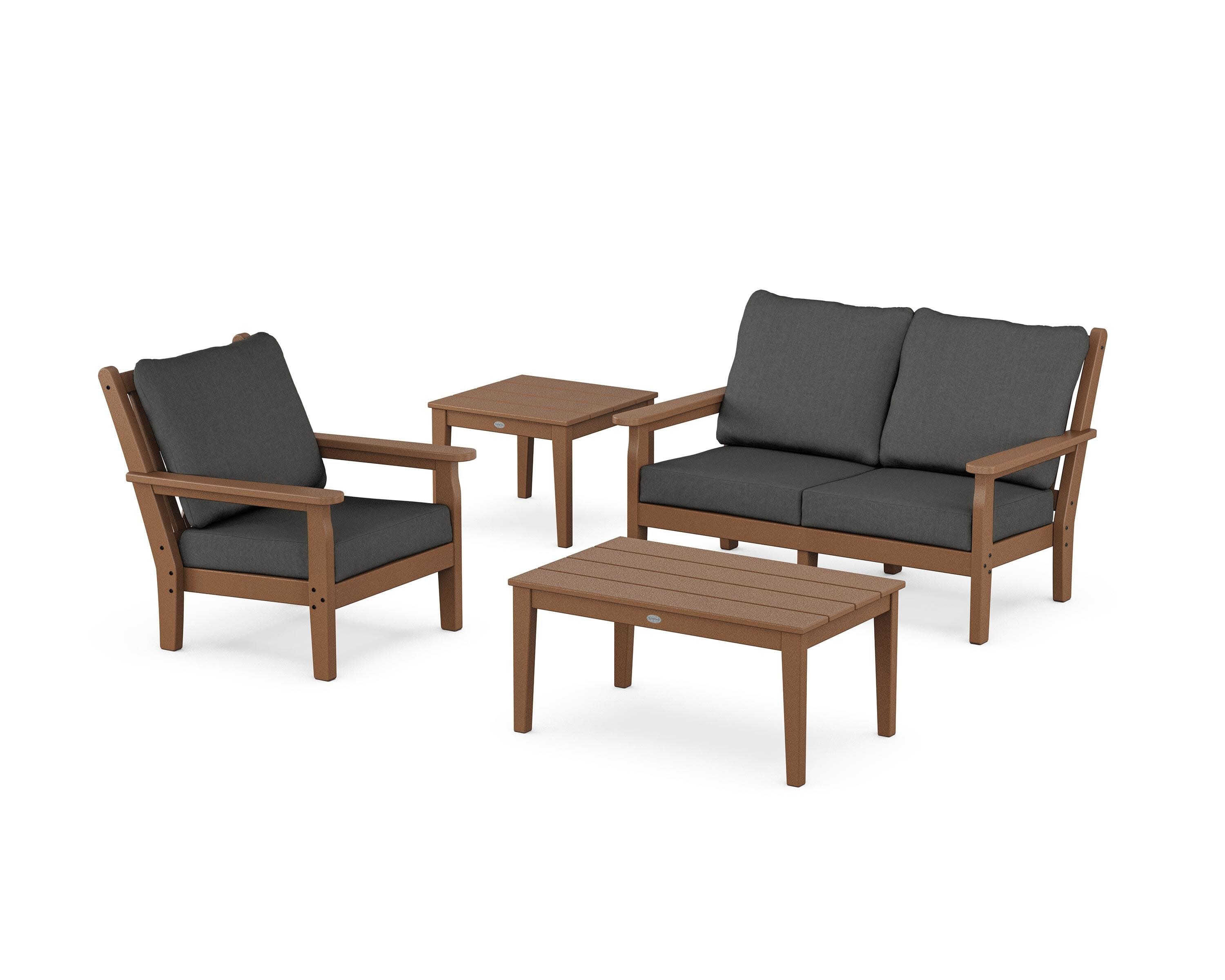 Chippendale 4-Piece Deep Seating Set in Teak / Spectrum Carbon