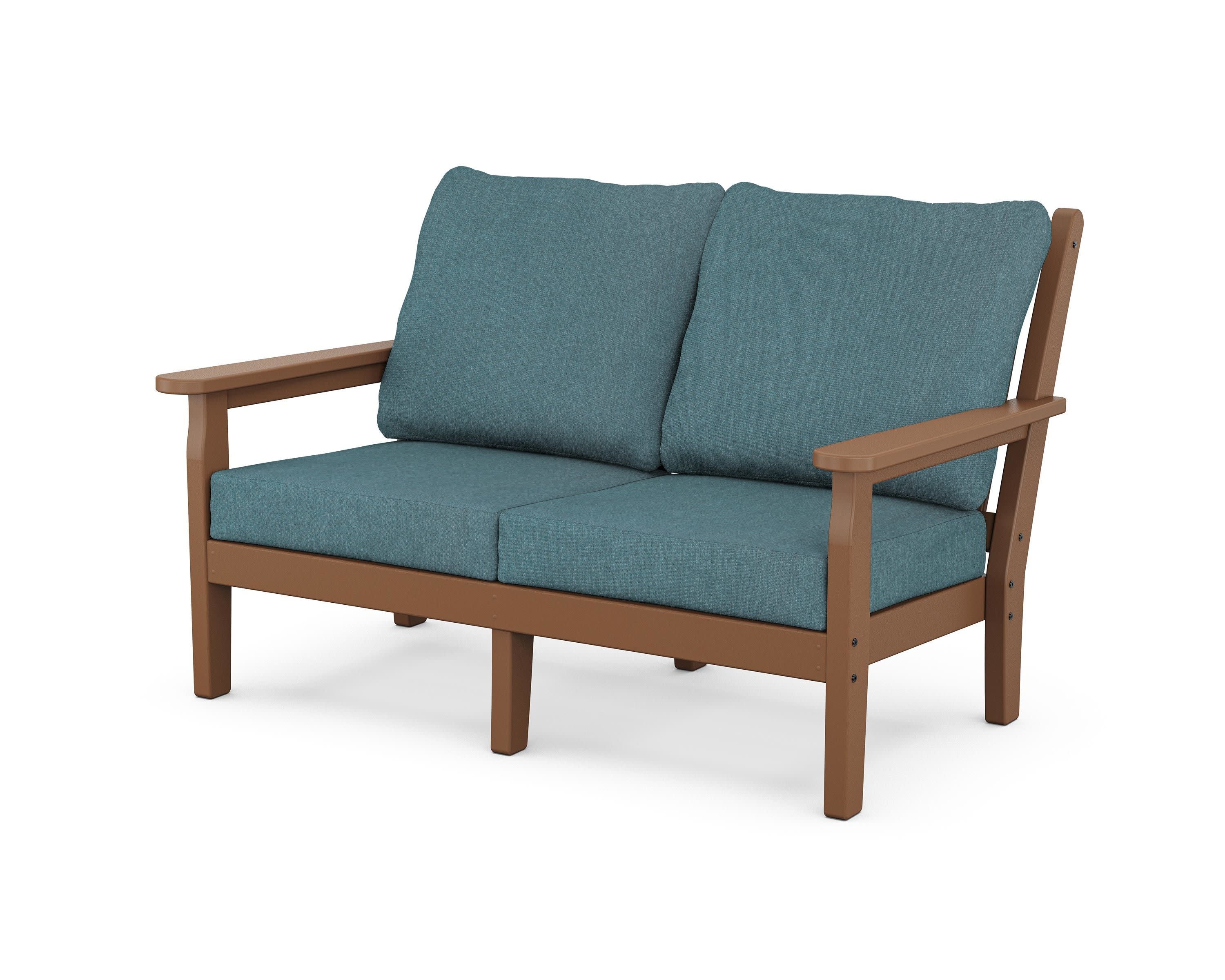 Chippendale Deep Seating Loveseat in Teak / Ocean Teal