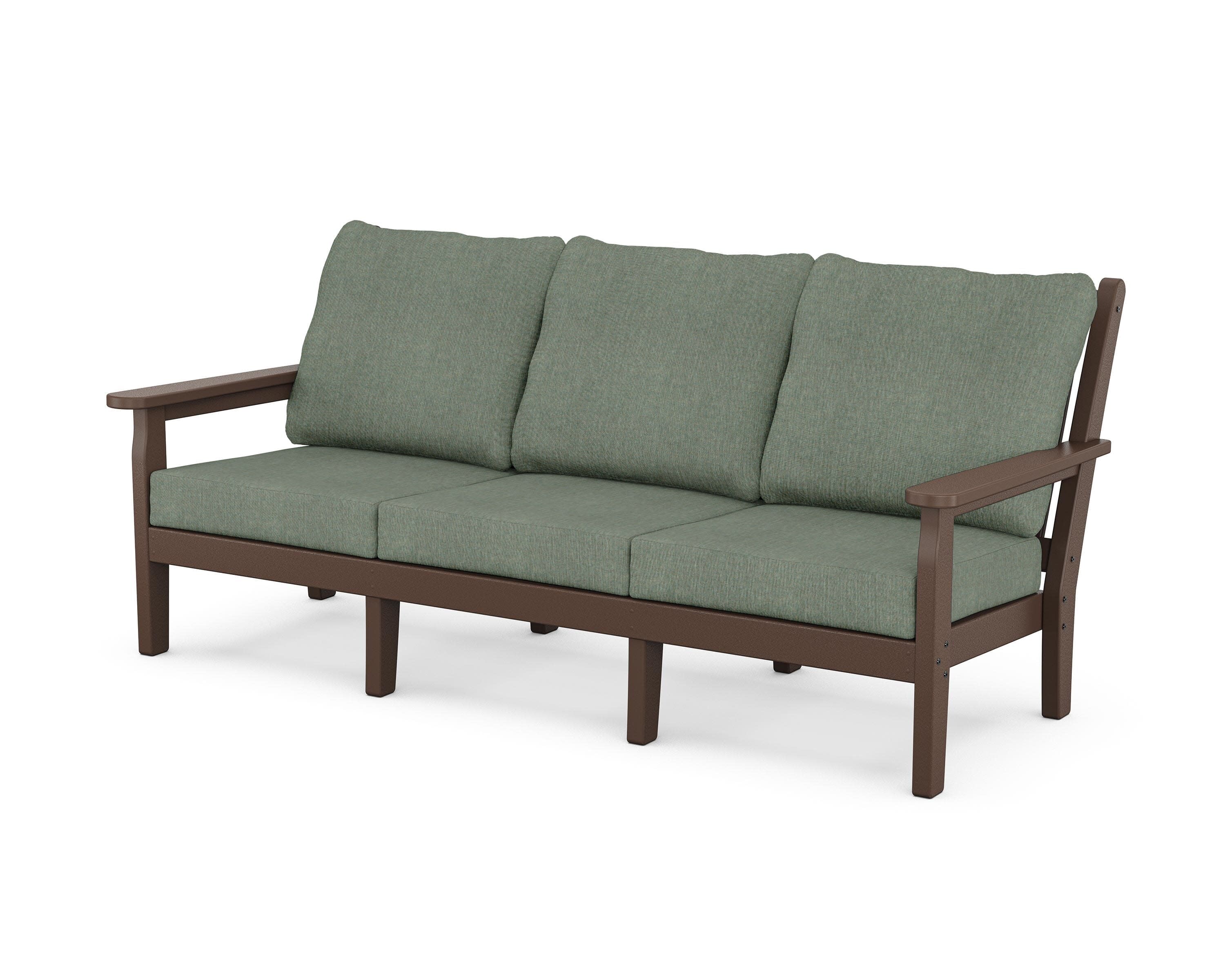 Chippendale Deep Seating Sofa in Mahogany / Cast Sage