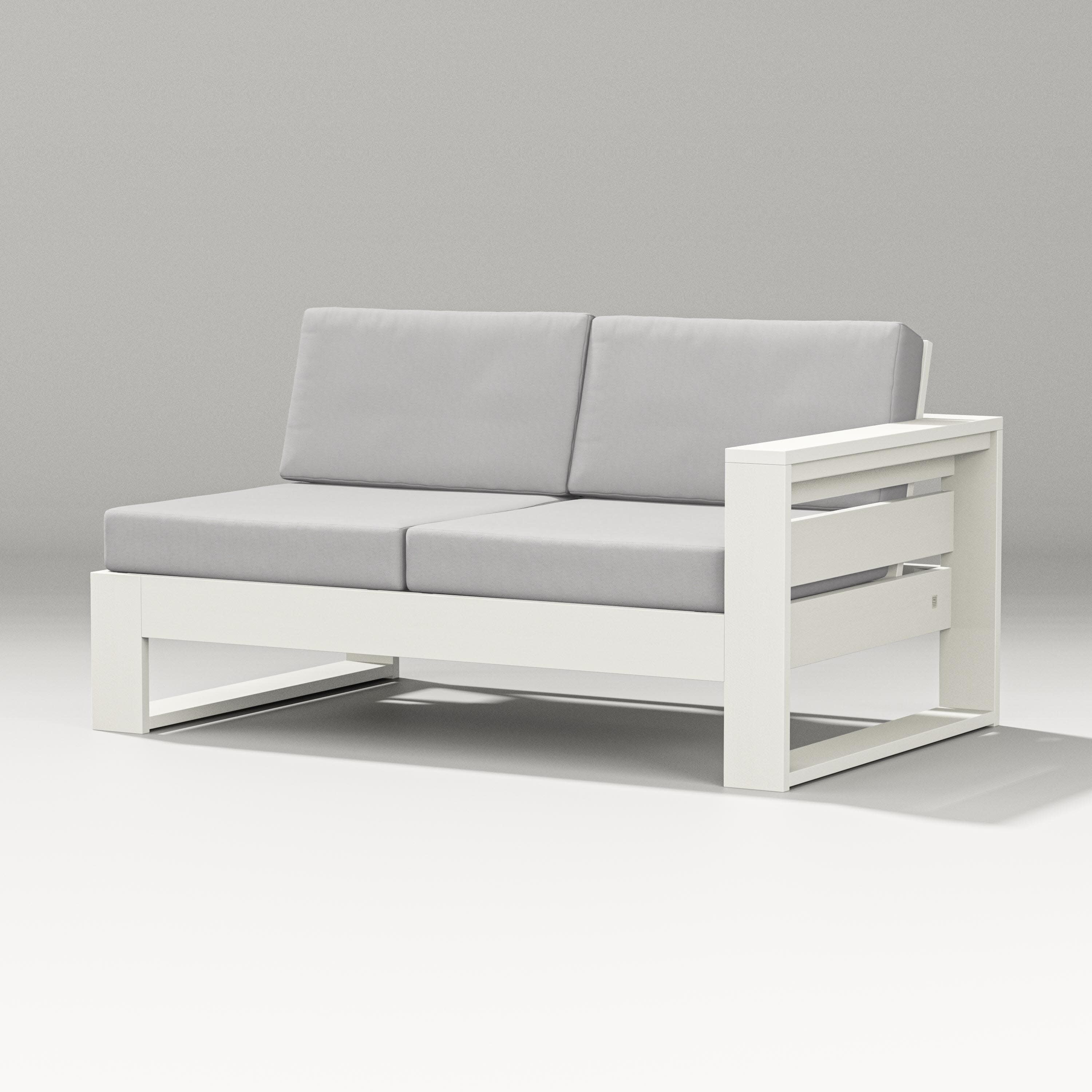 Latitude Modular Right Arm Loveseat in Vintage White / Diamond in the Rough