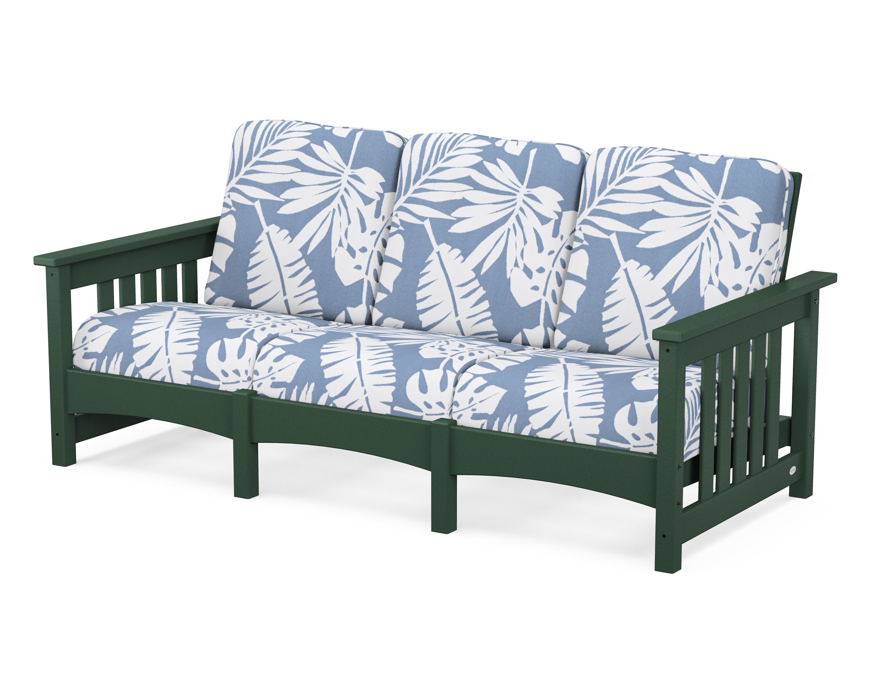Club Mission Sofa in Green / Leaf Sky Blue