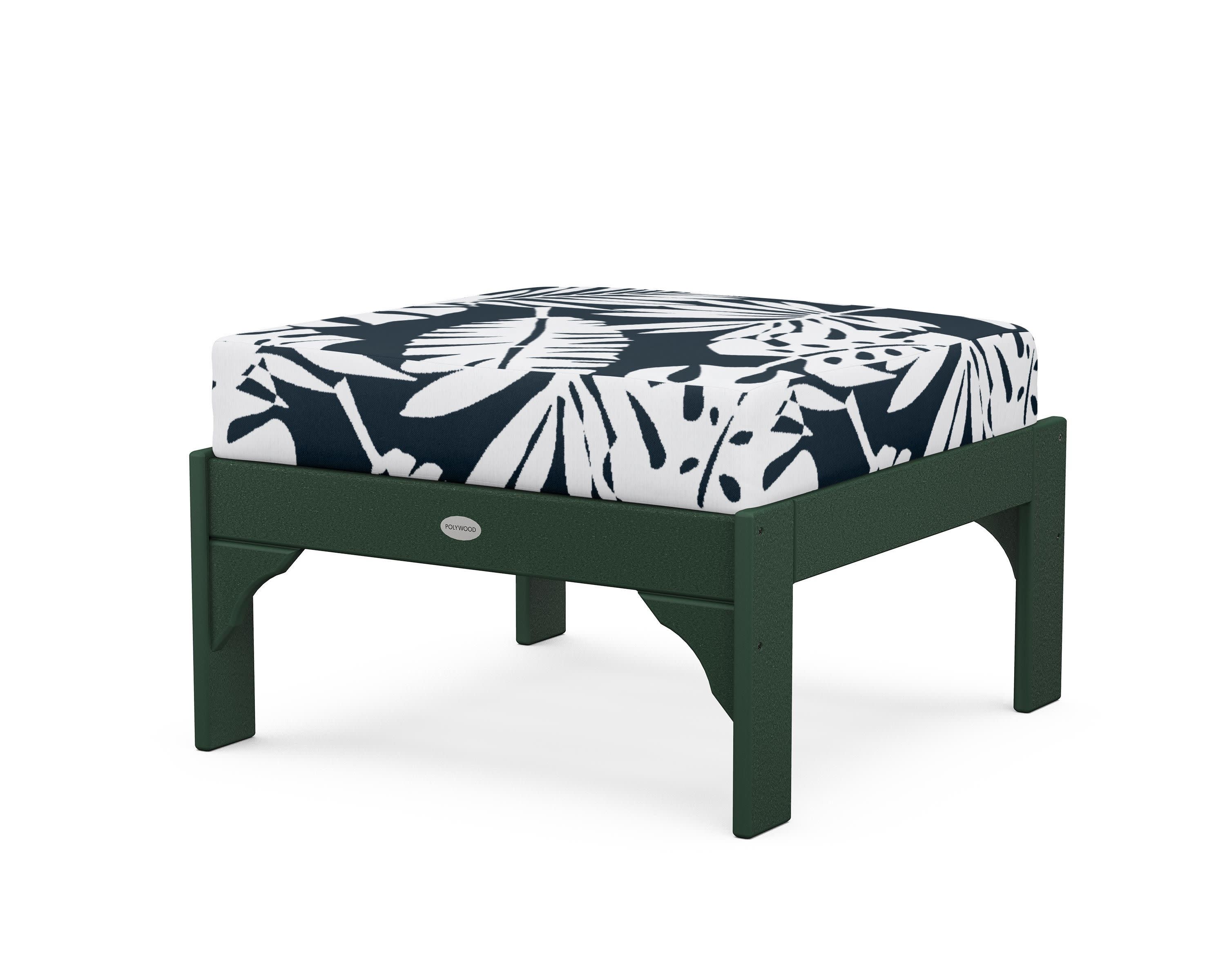 Vineyard Deep Seating Ottoman in Green / Leaf Marine Indigo