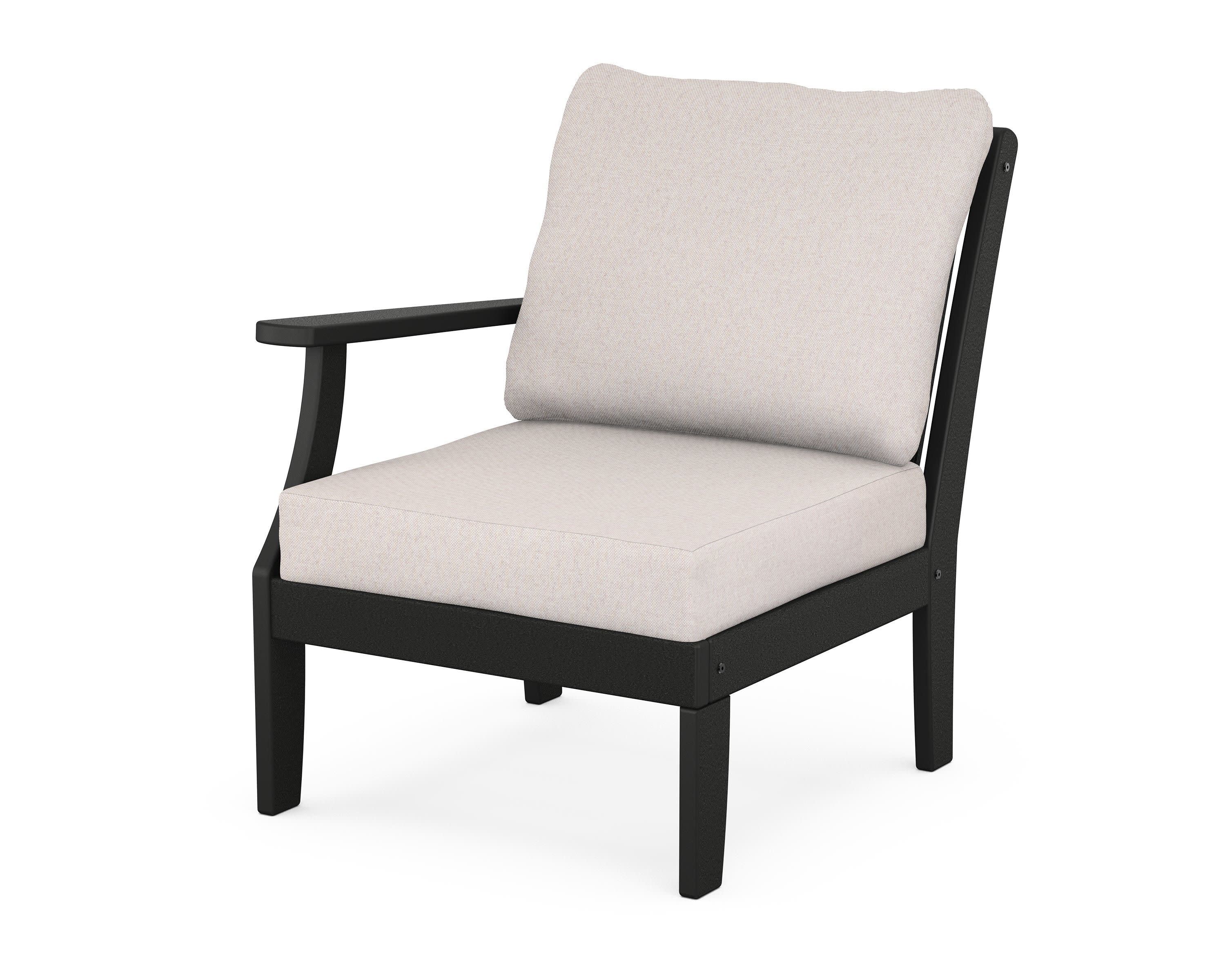 Braxton Modular Left Arm Chair in Black / Dune Burlap