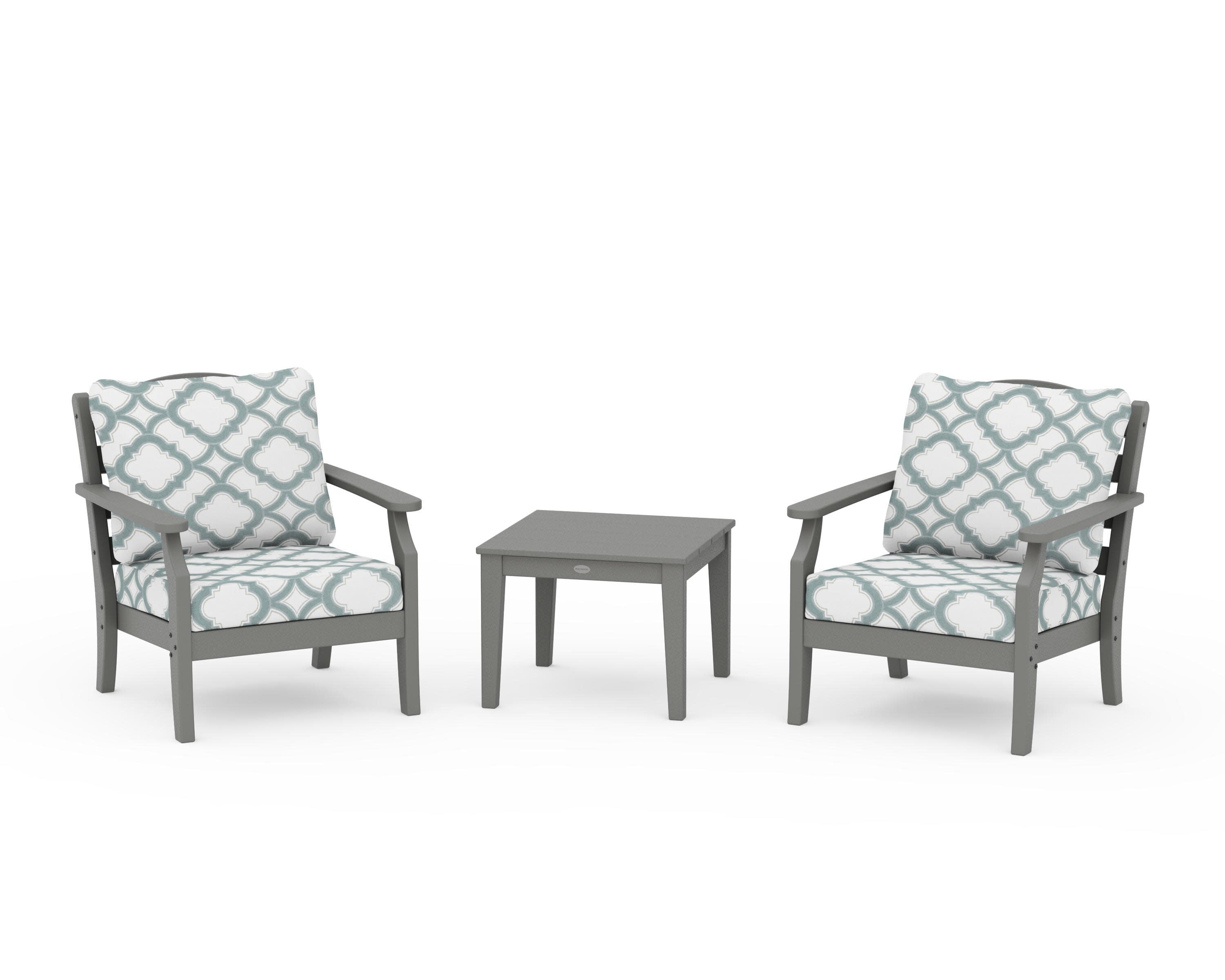 Savannah 3-Piece Deep Seating Set in Slate Grey / Trellis Glacier Spa