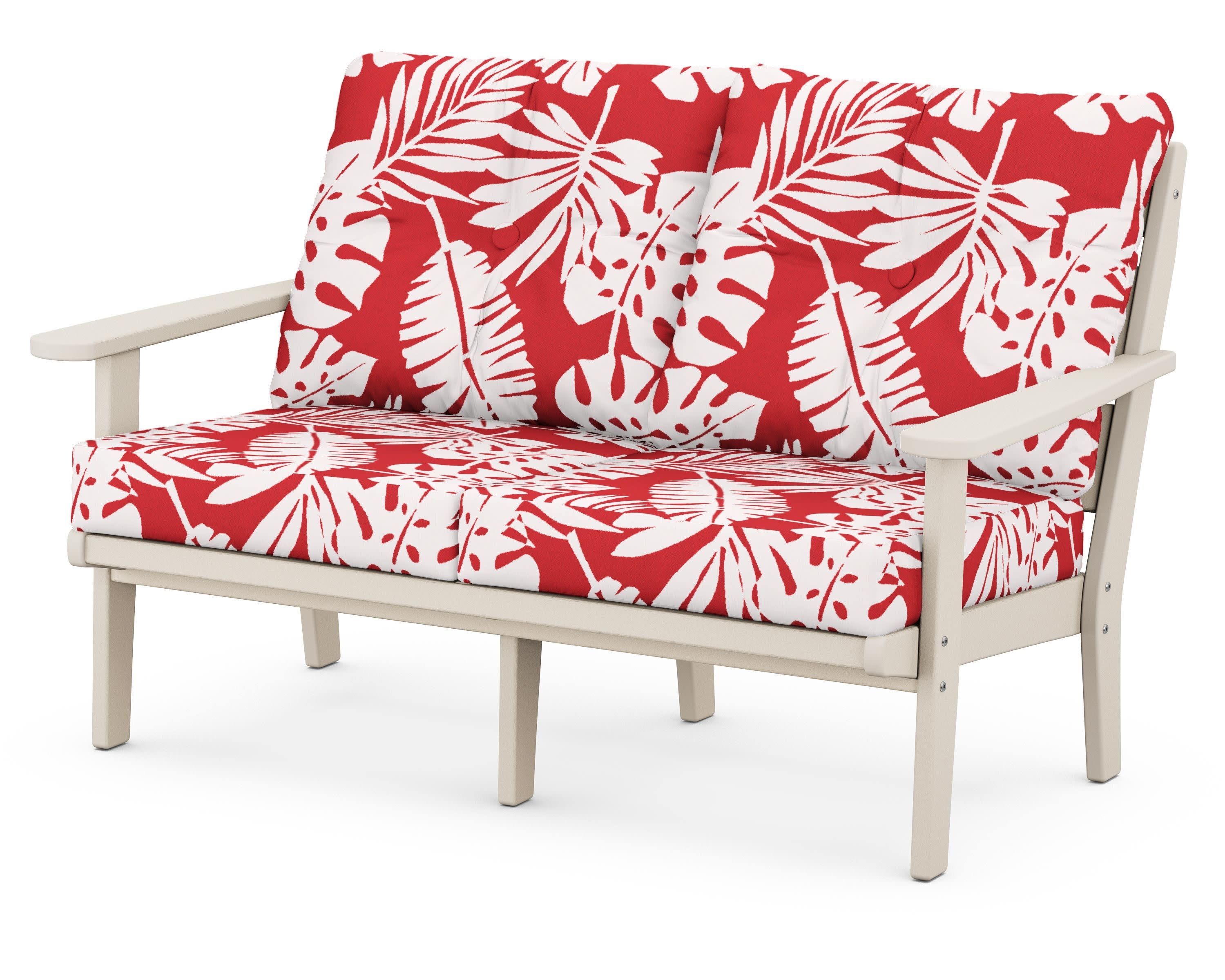 Lakeside Deep Seating Loveseat in Sand / Leaf Crimson