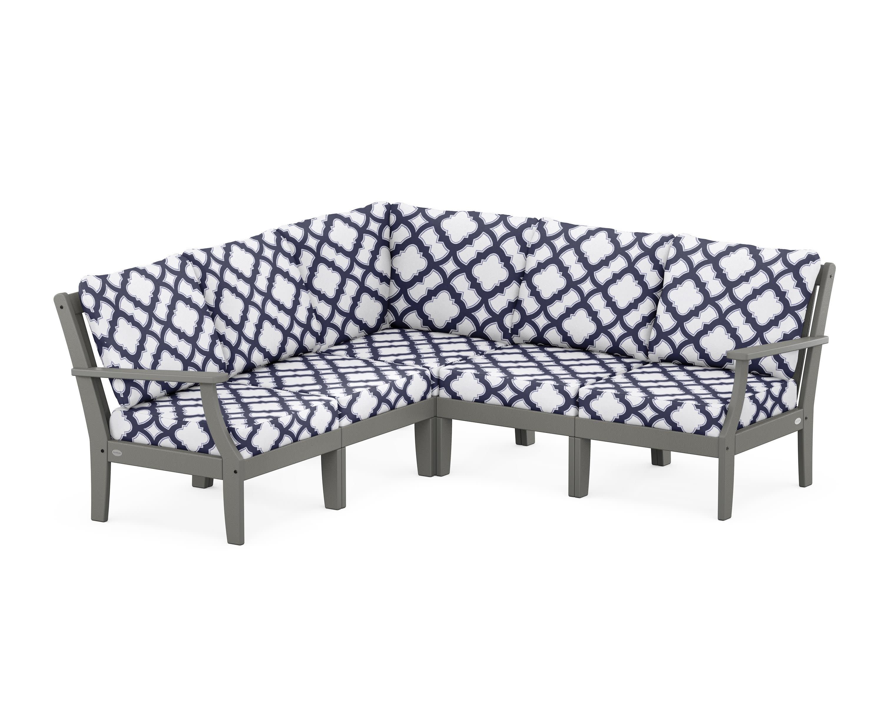 Braxton Modular 5-Piece Deep Seating Set in Slate Grey / Trellis Navy