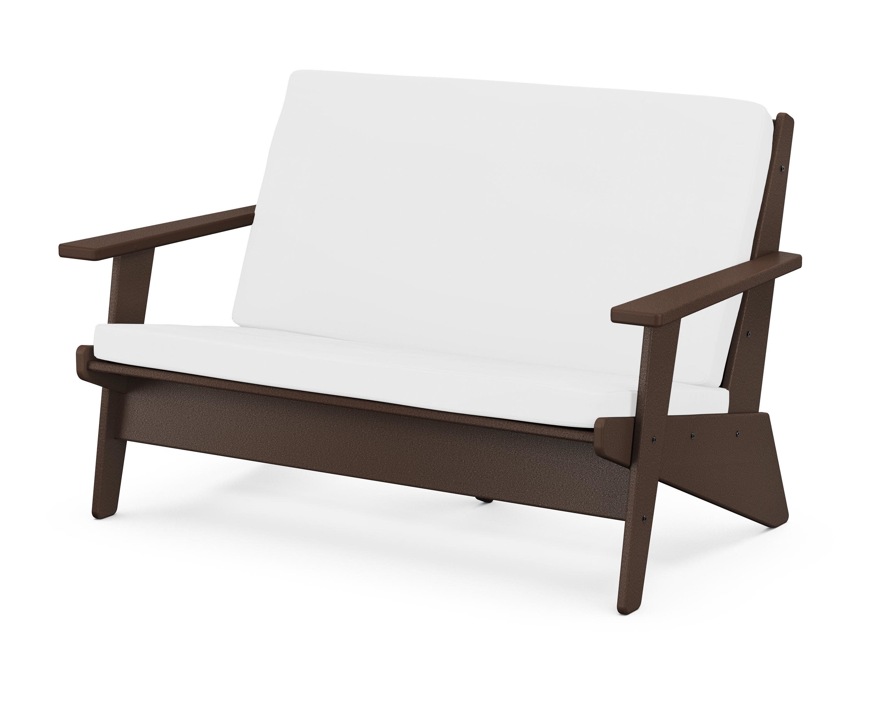 Riviera Modern Lounge Loveseat in Mahogany / Natural