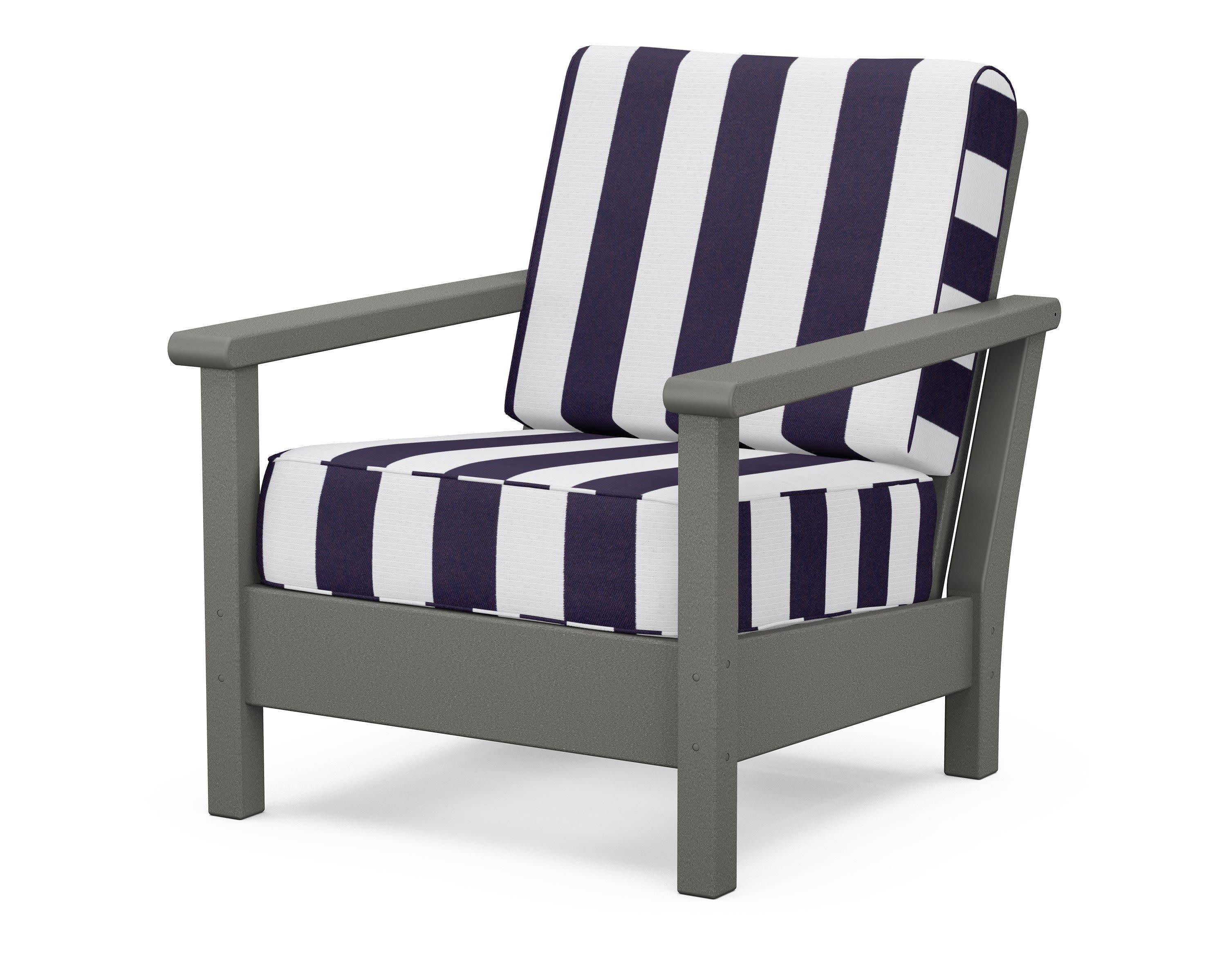 Harbour Deep Seating Chair in Slate Grey / Cabana Stripe Navy