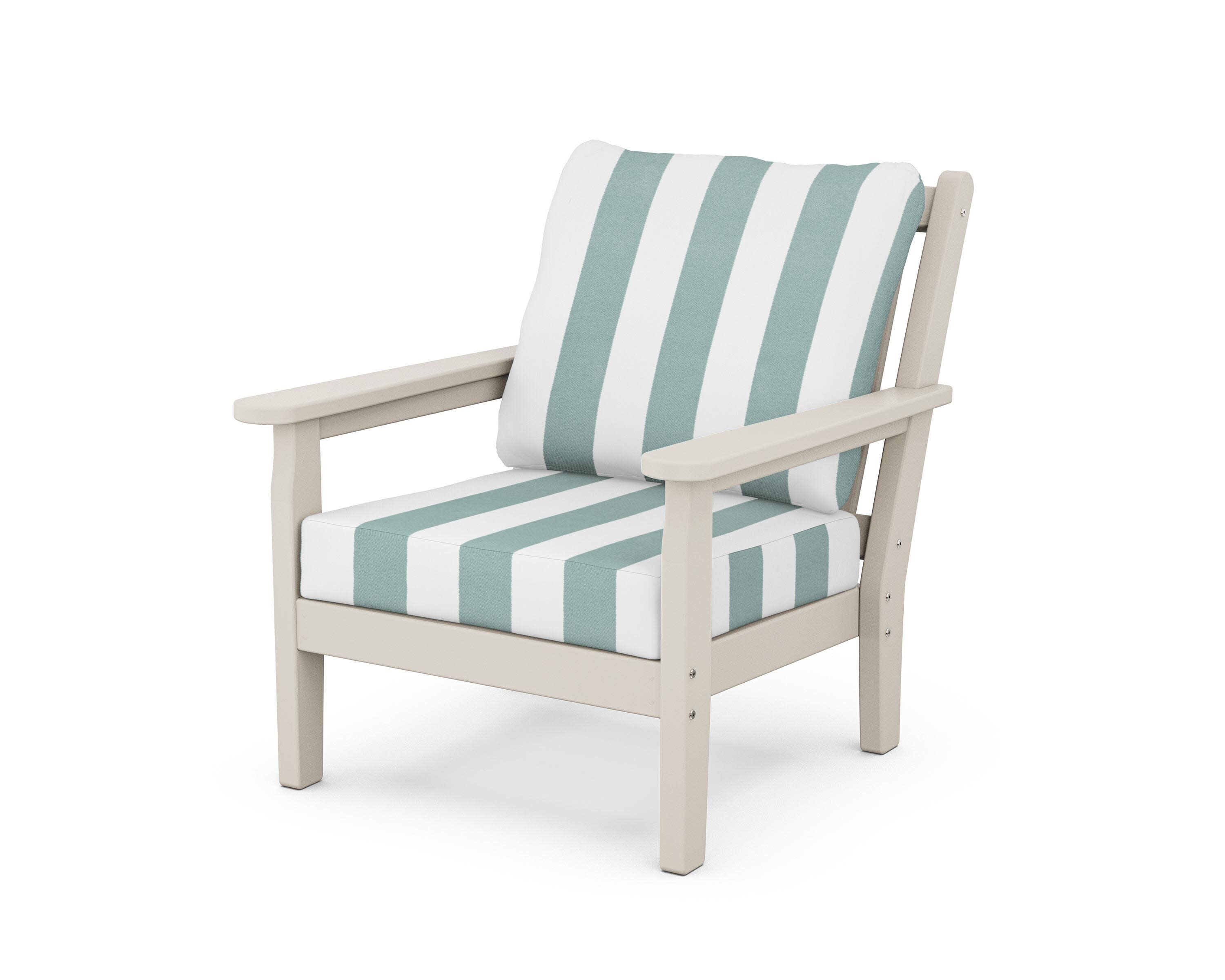 Chippendale Deep Seating Chair in Sand / Cabana Stripe Glacier Spa