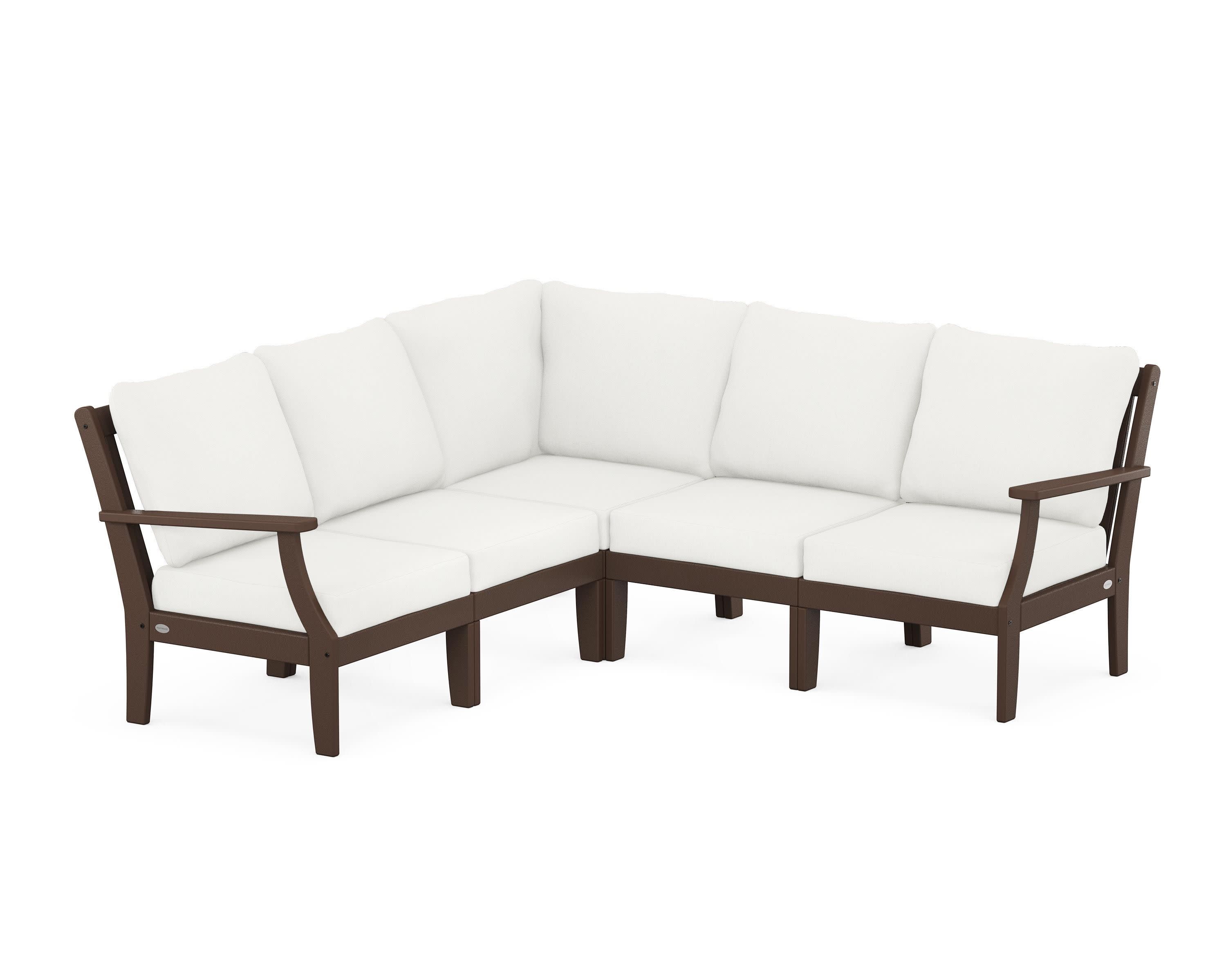 Braxton Modular 5-Piece Deep Seating Set in Mahogany / Natural Linen