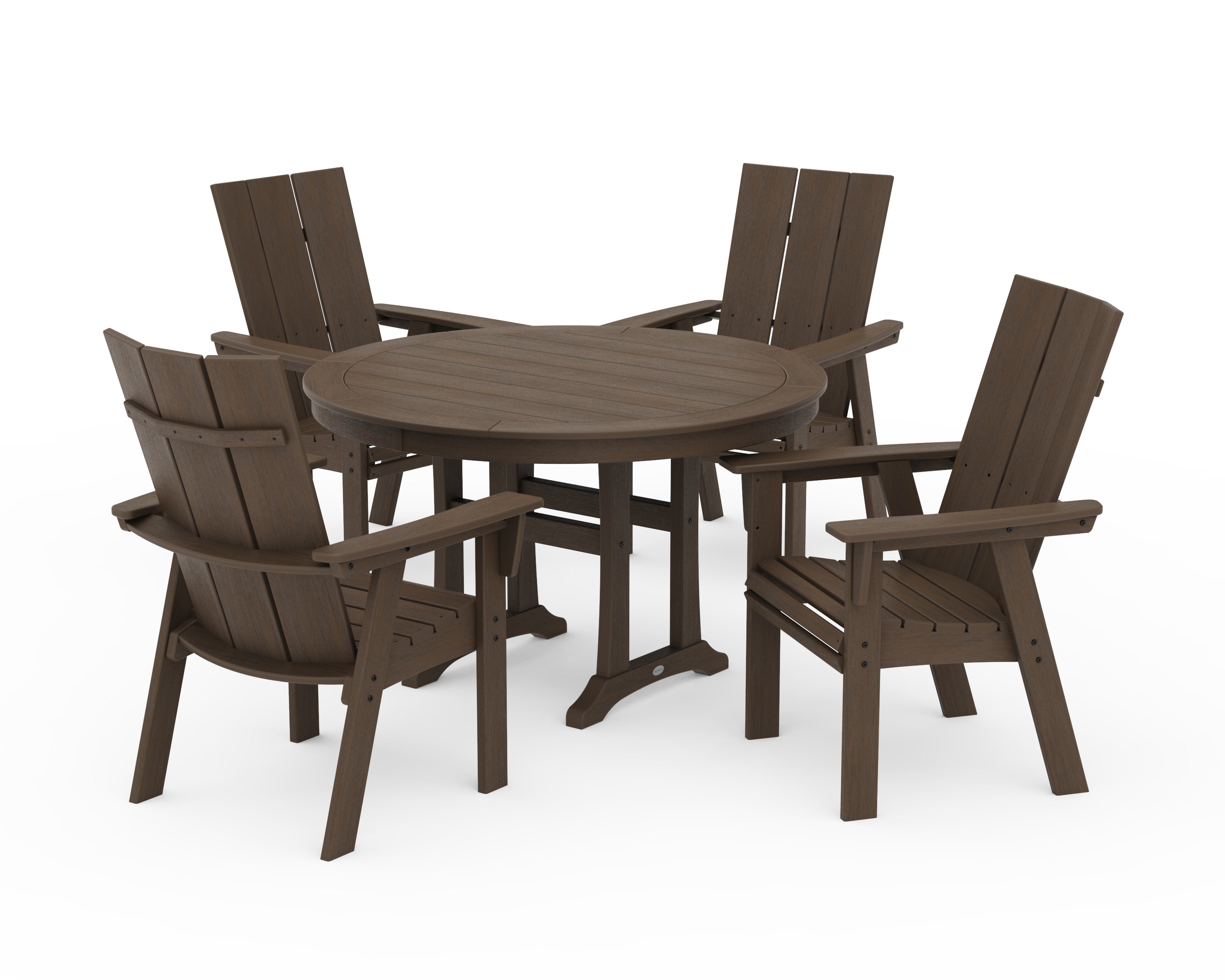 Modern Curveback Adirondack 5-Piece Nautical Trestle Dining Set in Kona