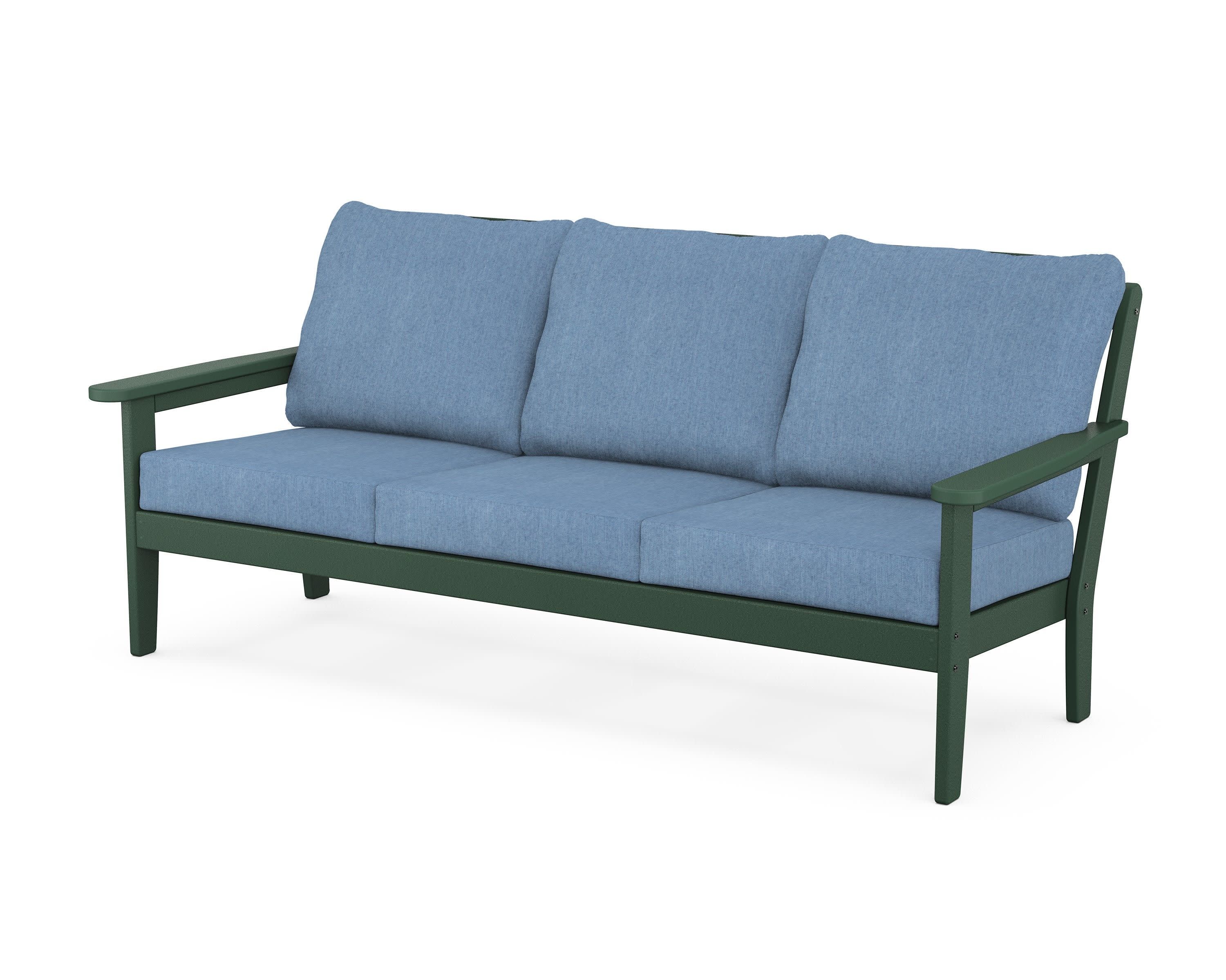 Cottage Deep Seating Sofa in Green / Sky Blue