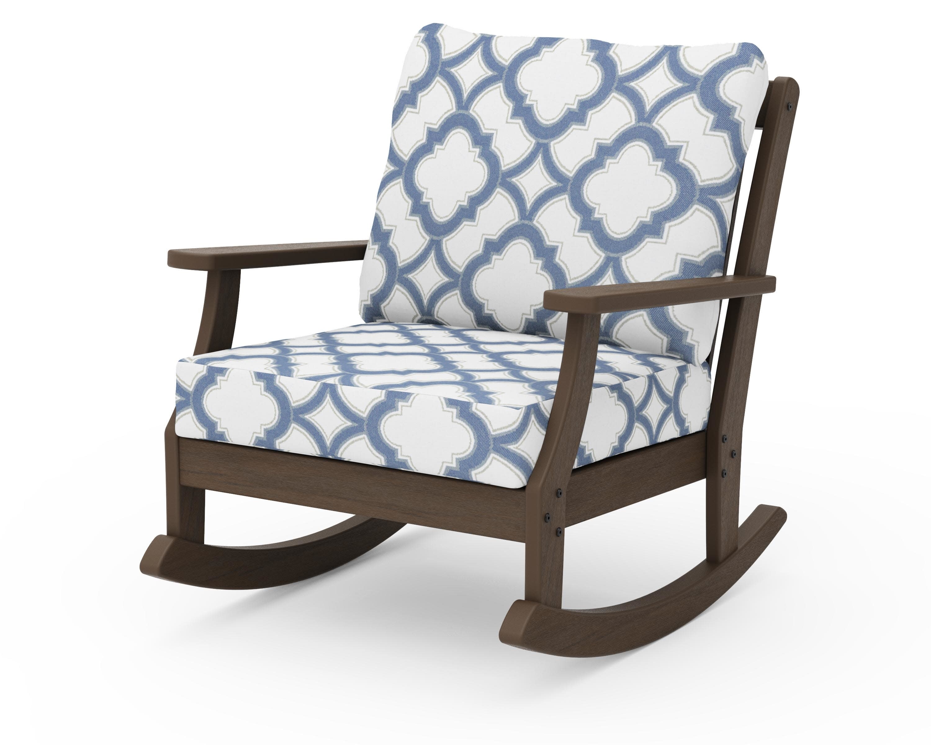 Braxton Deep Seating Rocking Chair in Kona / Trellis Sky Blue