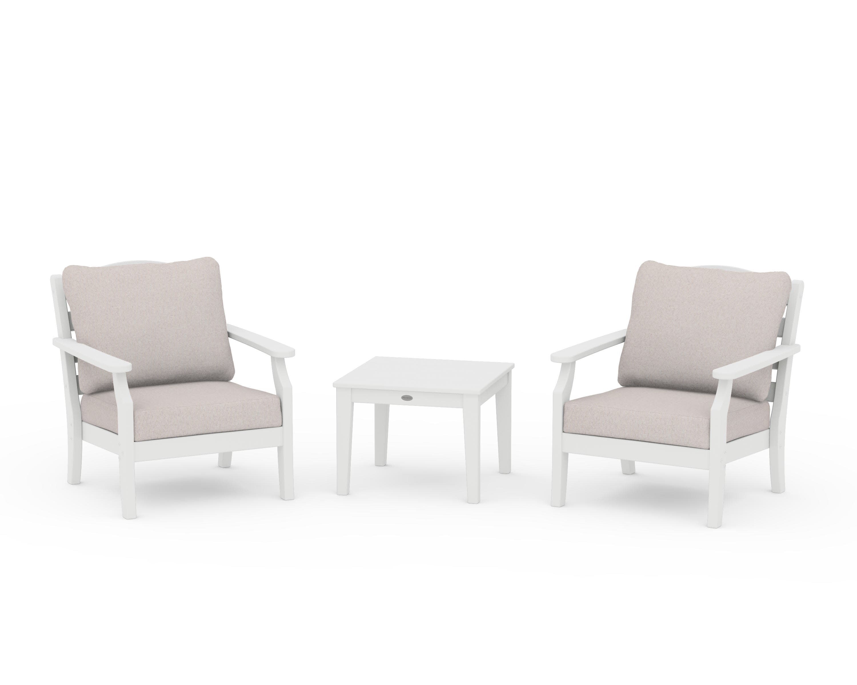 Savannah 3-Piece Deep Seating Set in White / Dune Burlap