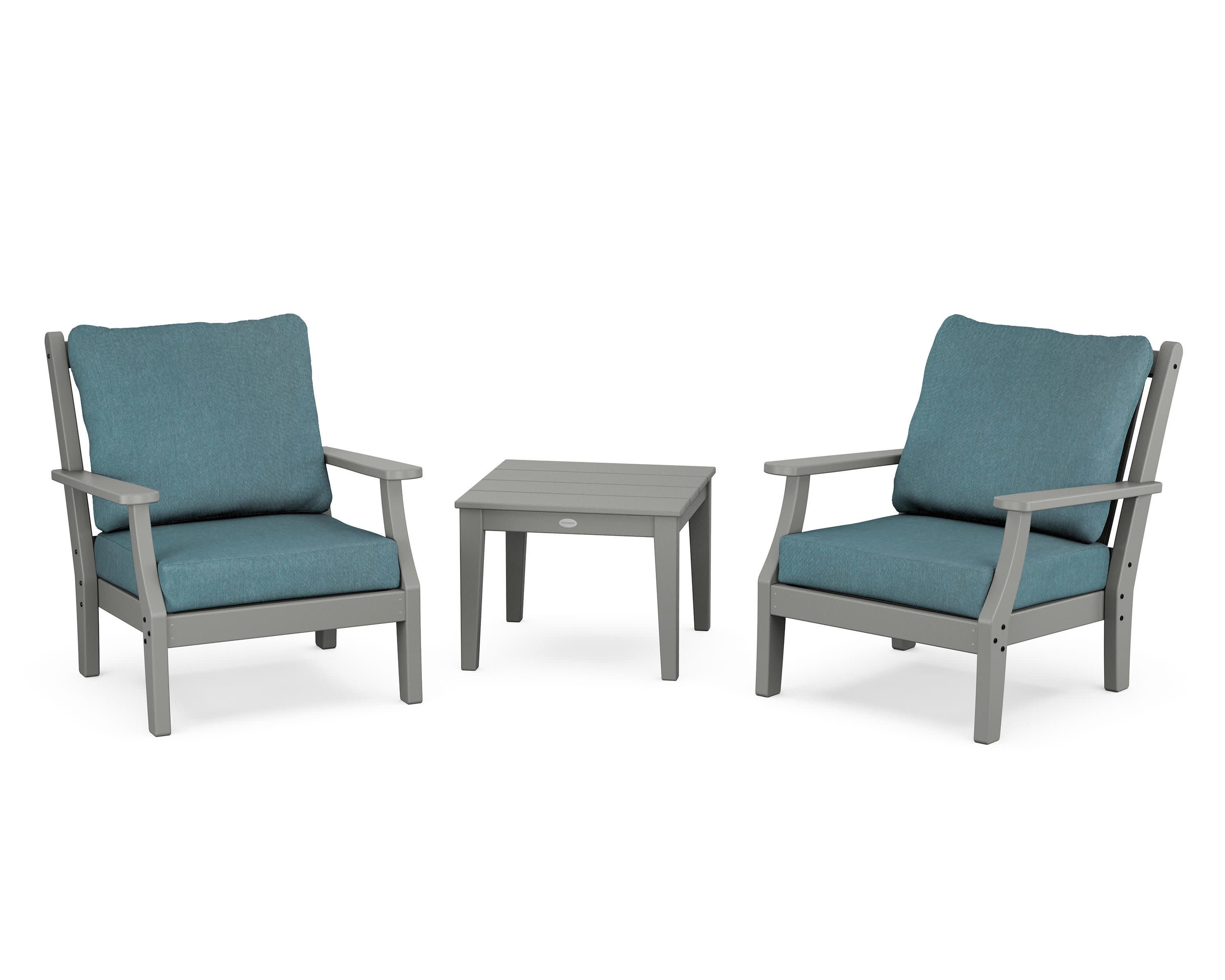 Wovendale 3-Piece Deep Seating Set in Slate Grey / Ocean Teal