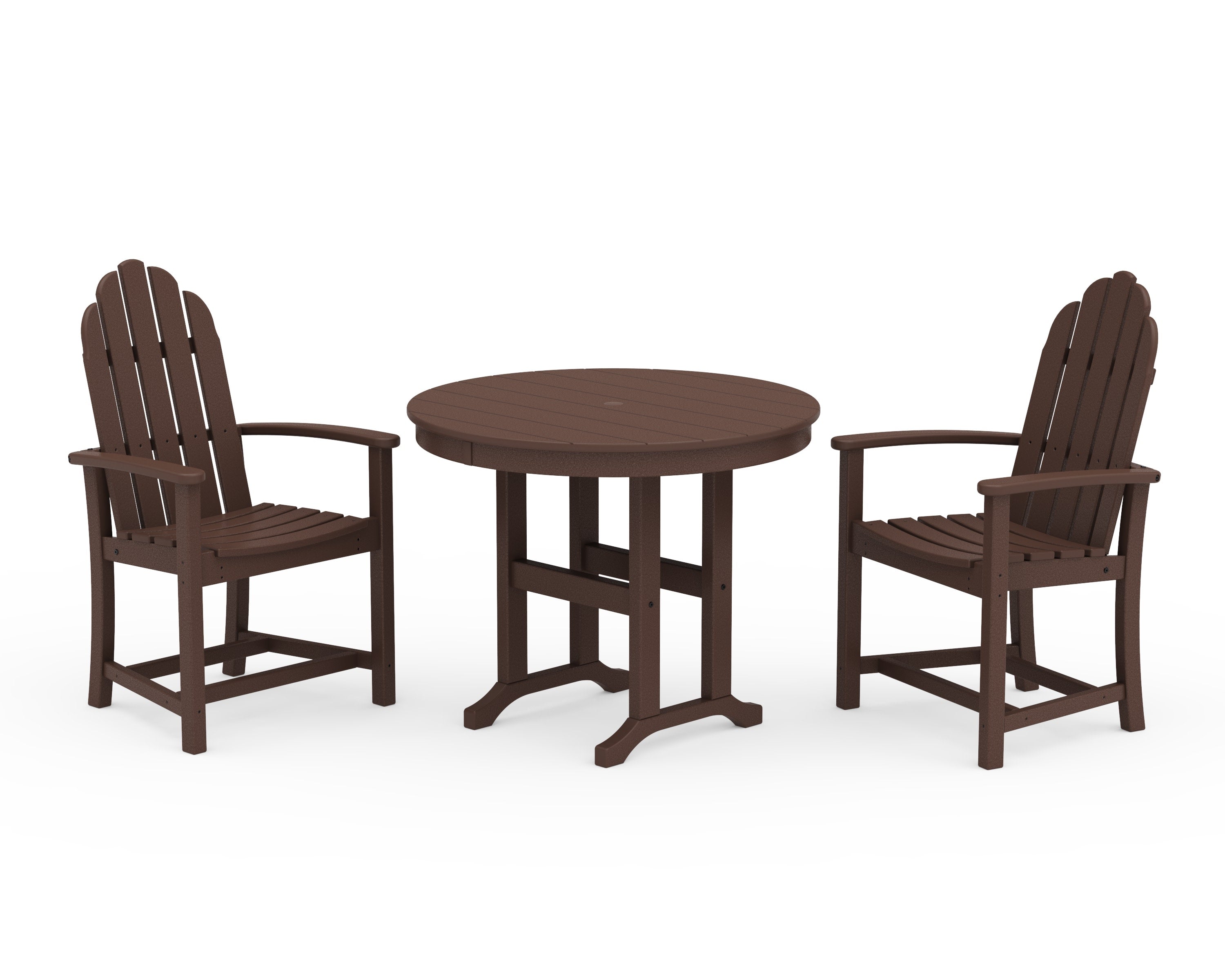 Classic Adirondack 3-Piece Round Dining Set in Mahogany