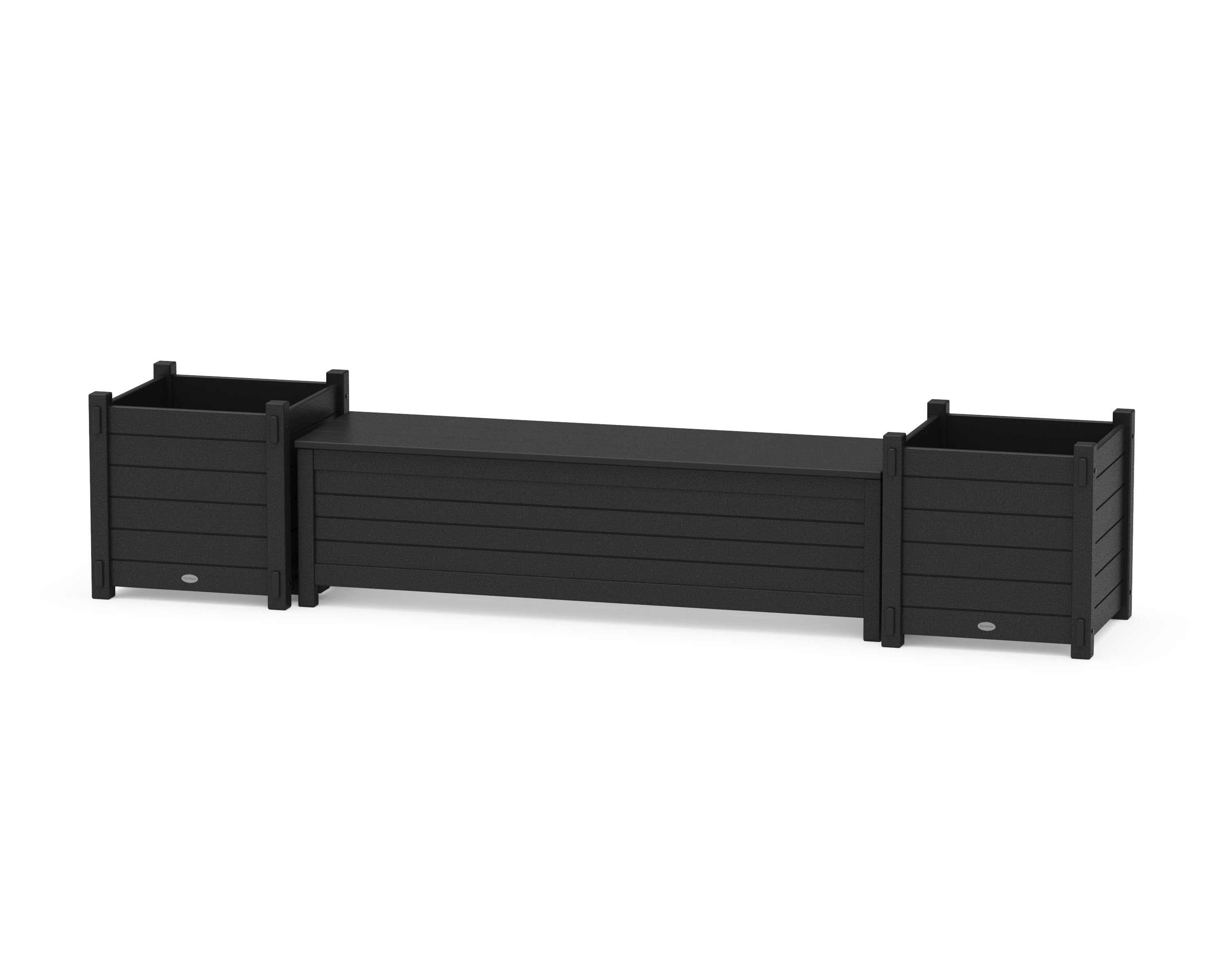 60" Nautical Straight Planter Storage Bench Set- Large in Black
